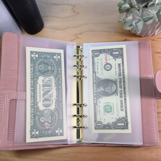 Clear Frosted Cash Envelopes | A6 & A5 Binder Budgeting | 6 Pack Durable PVC | No Zipper |