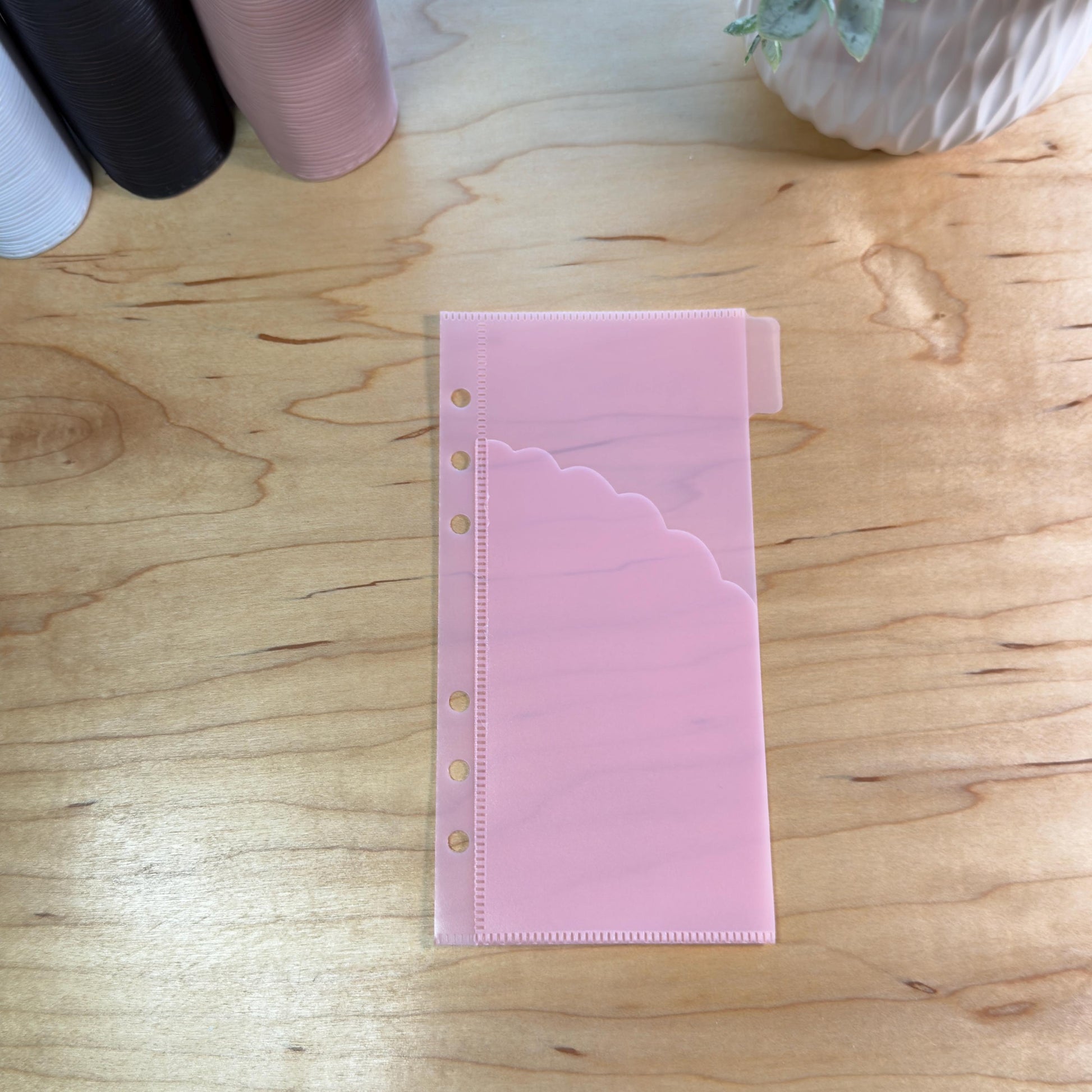 A6 Scalloped Pocket Envelopes | 2-Pocket Binder Inserts | Clear • White • Pink | Reinforced Edges | Cash Stuffing |