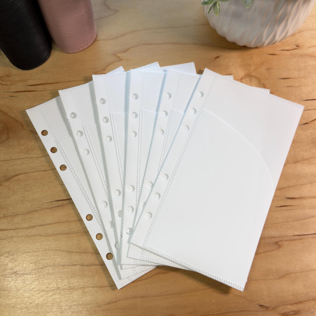A6 Curved Pocket Envelopes | 2-Pocket Binder Inserts | Set of 6 | Reinforced | 5 Colors |