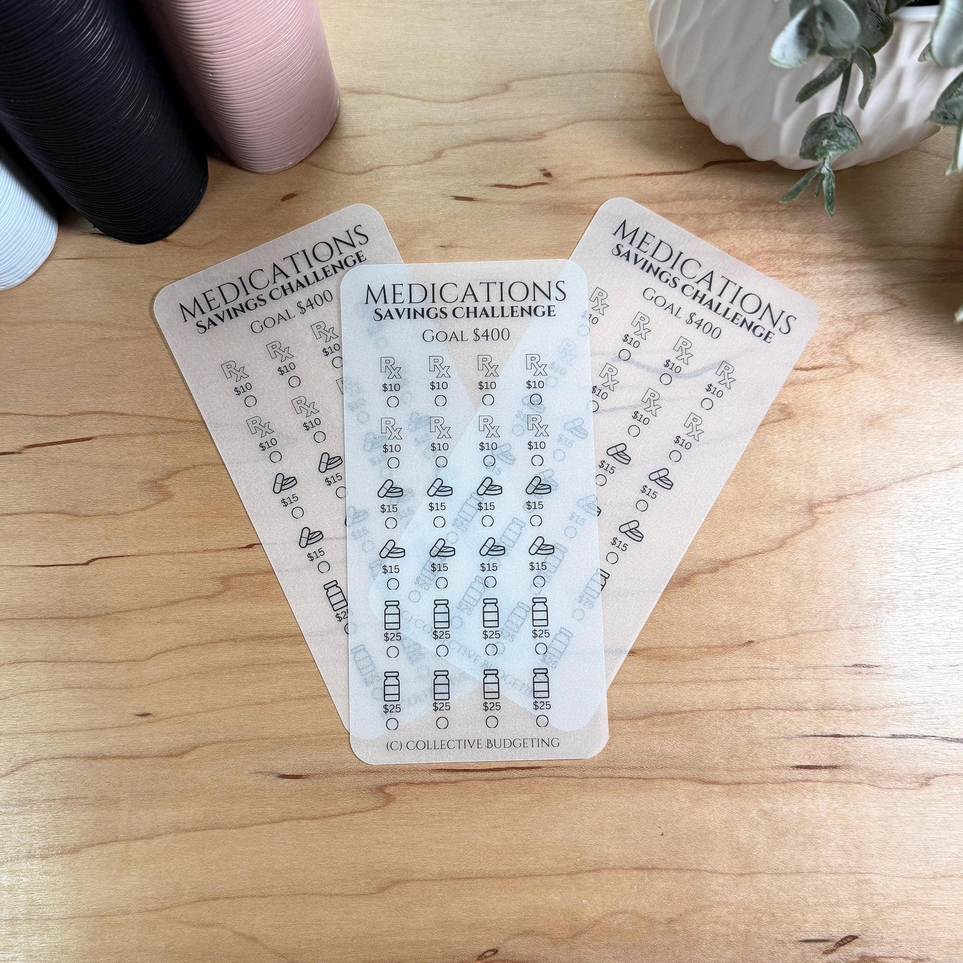 Medications Savings Challenge | Prescription Budget Tracker | Cash Stuffing Insert | A6/A7 Savings Card |