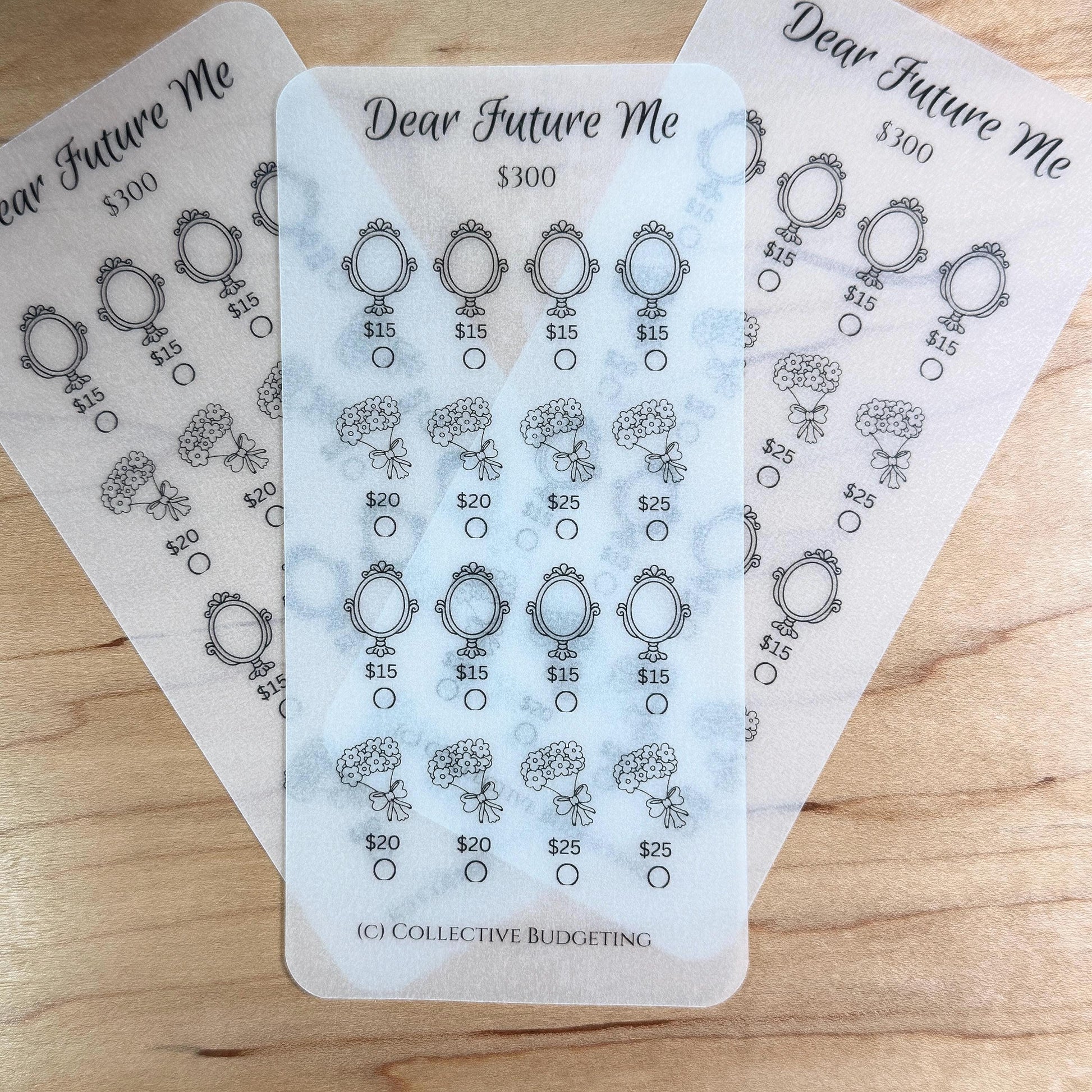 Dear Future Me Savings Challenge | Self-Care Savings Card | Cash Stuffing Tracker | Budget Binder Insert |