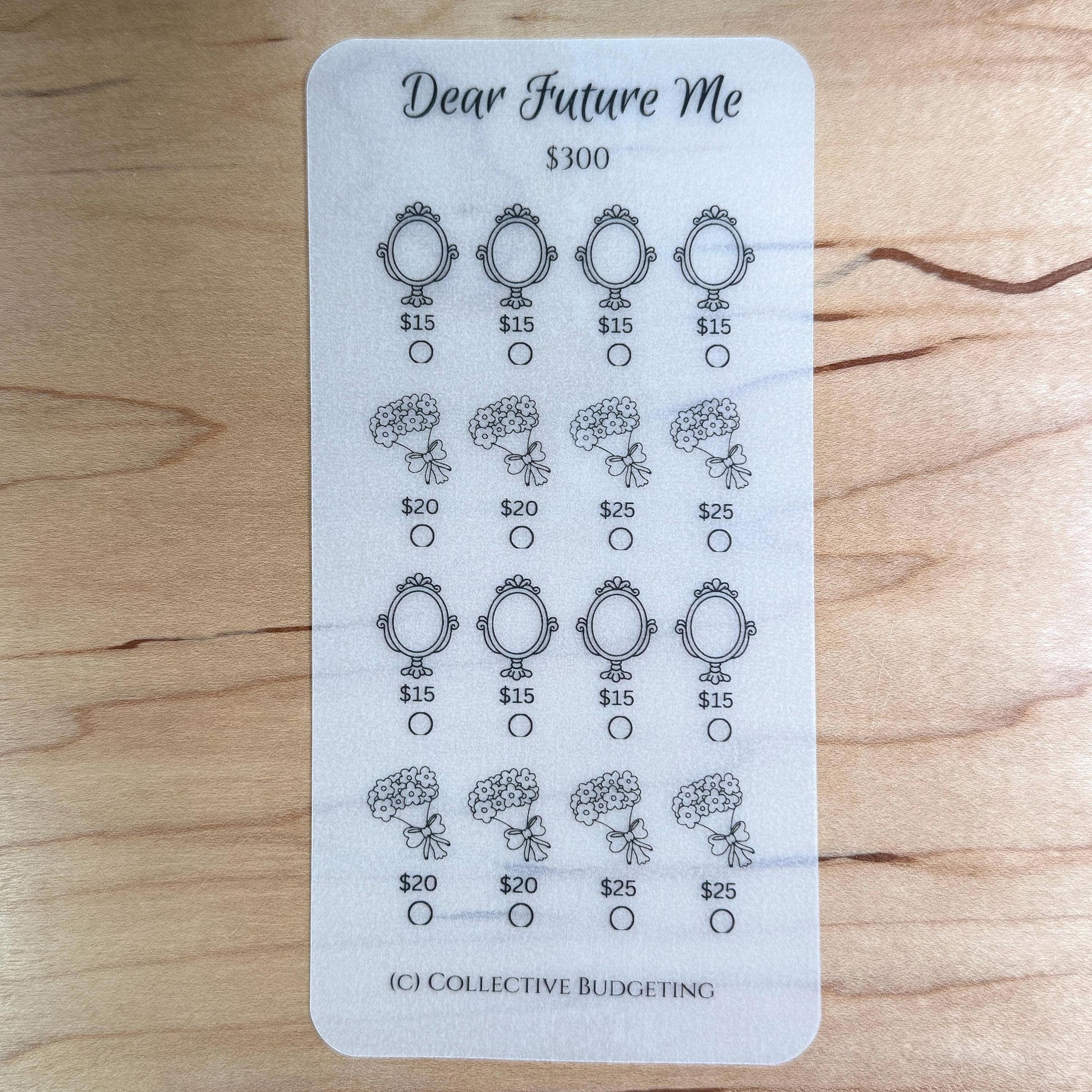 Dear Future Me Savings Challenge | Self-Care Savings Card | Cash Stuffing Tracker | Budget Binder Insert |