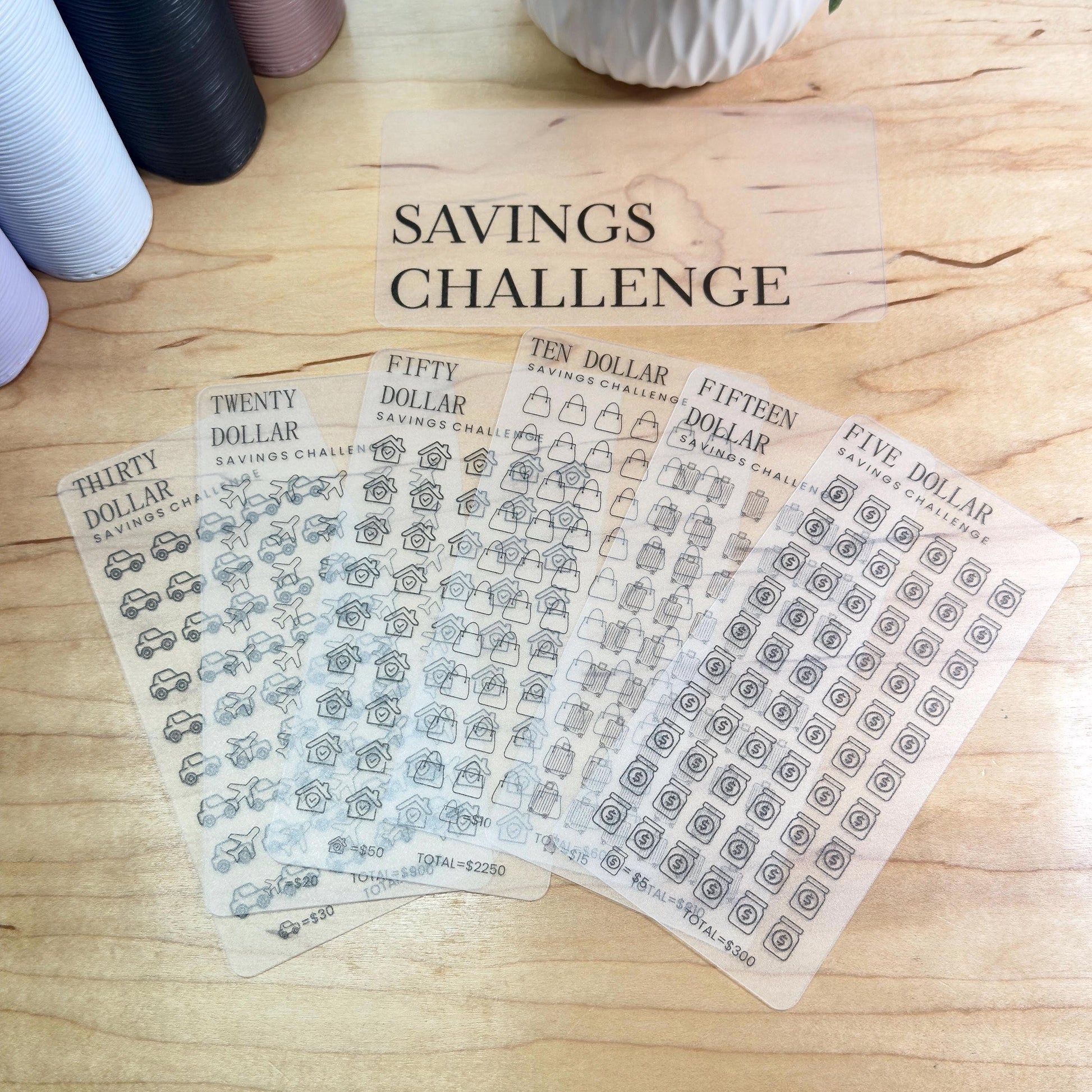 Savings Challenge Cards Set | A6 | Laminated Cash Stuffing Budget Binder Insert | Reusable Savings Tracker