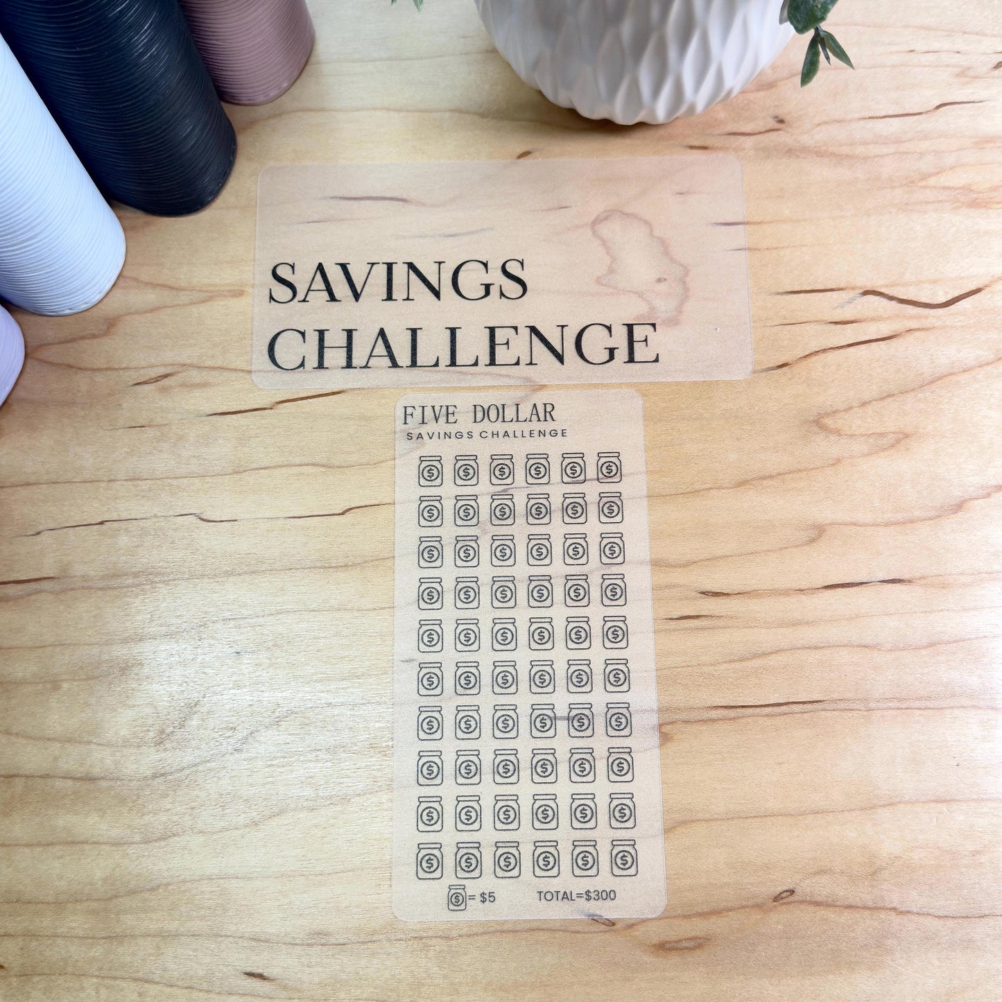 Savings Challenge Cards Set | A6 | Laminated Cash Stuffing Budget Binder Insert | Reusable Savings Tracker