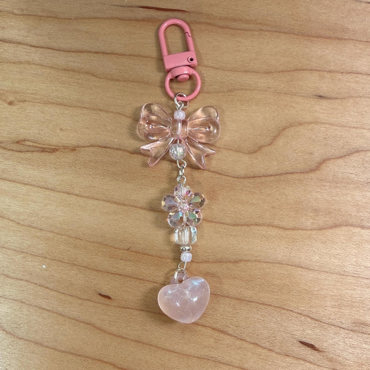 Binder Charm | Bow & Flower Planner Keychain | Heart or Pom-Pom Accessory |