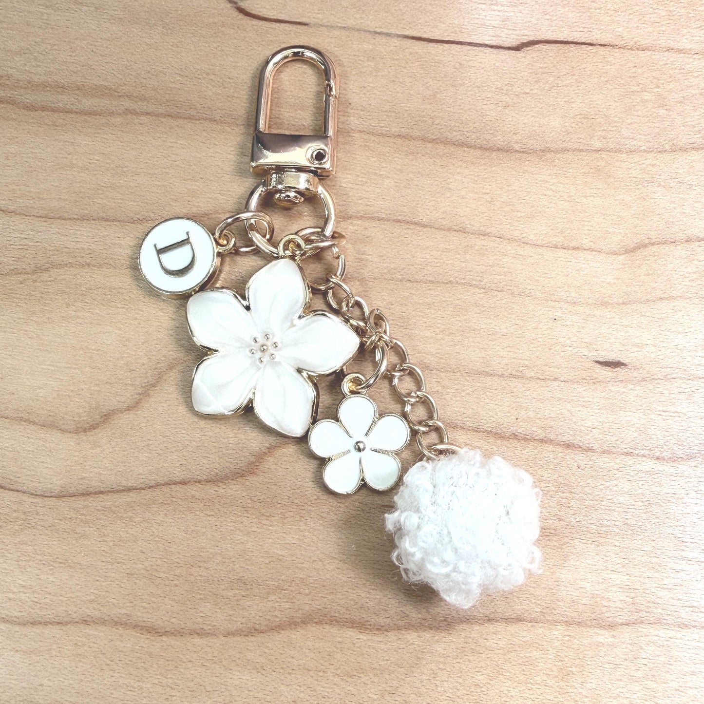 Binder Charm | Bow & Flower Planner Keychain | Heart or Pom-Pom Accessory |