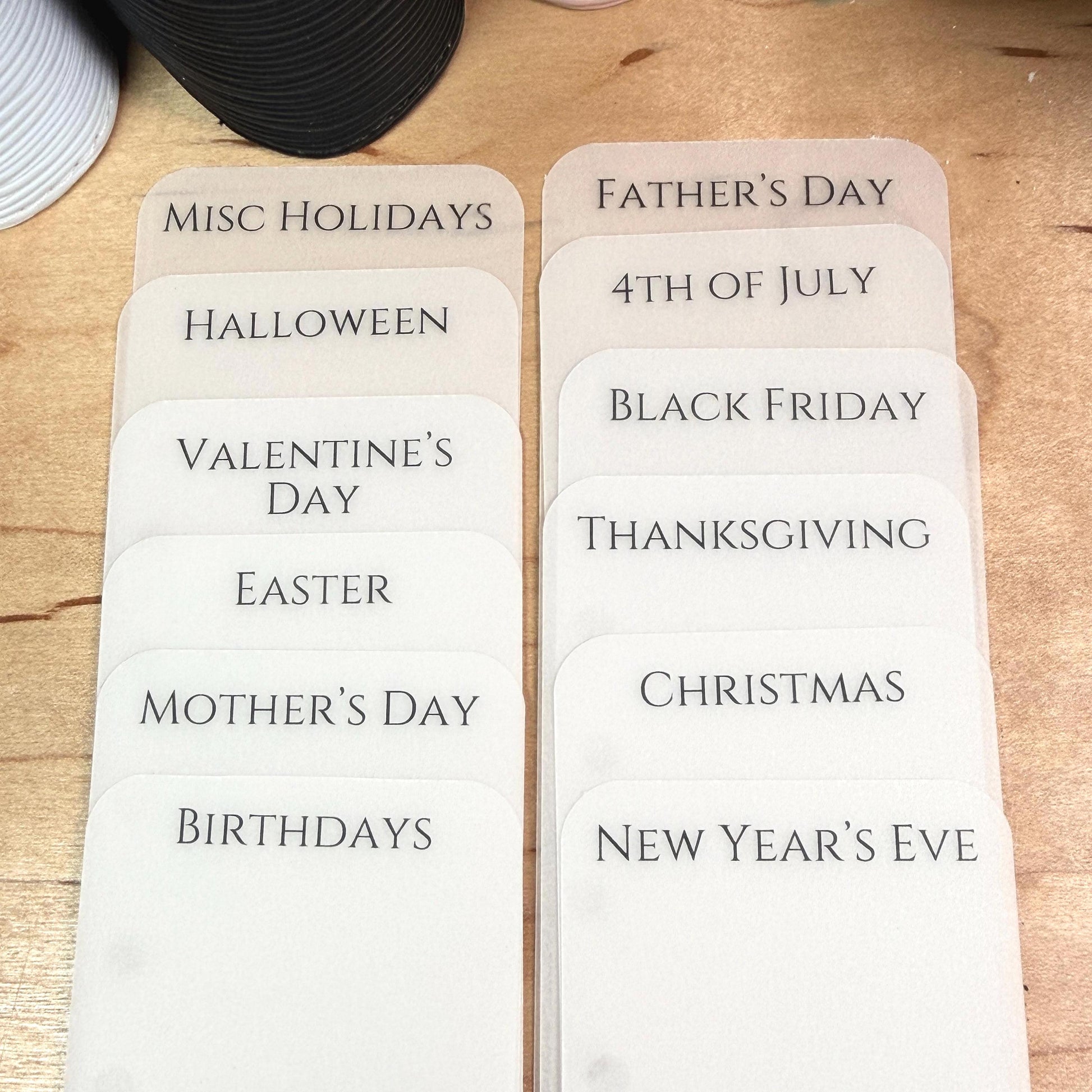 A5 A6 Budget Binder Dividers – Matte Vellum Holiday & Birthday Cash Stuffing Bookmark Tabs