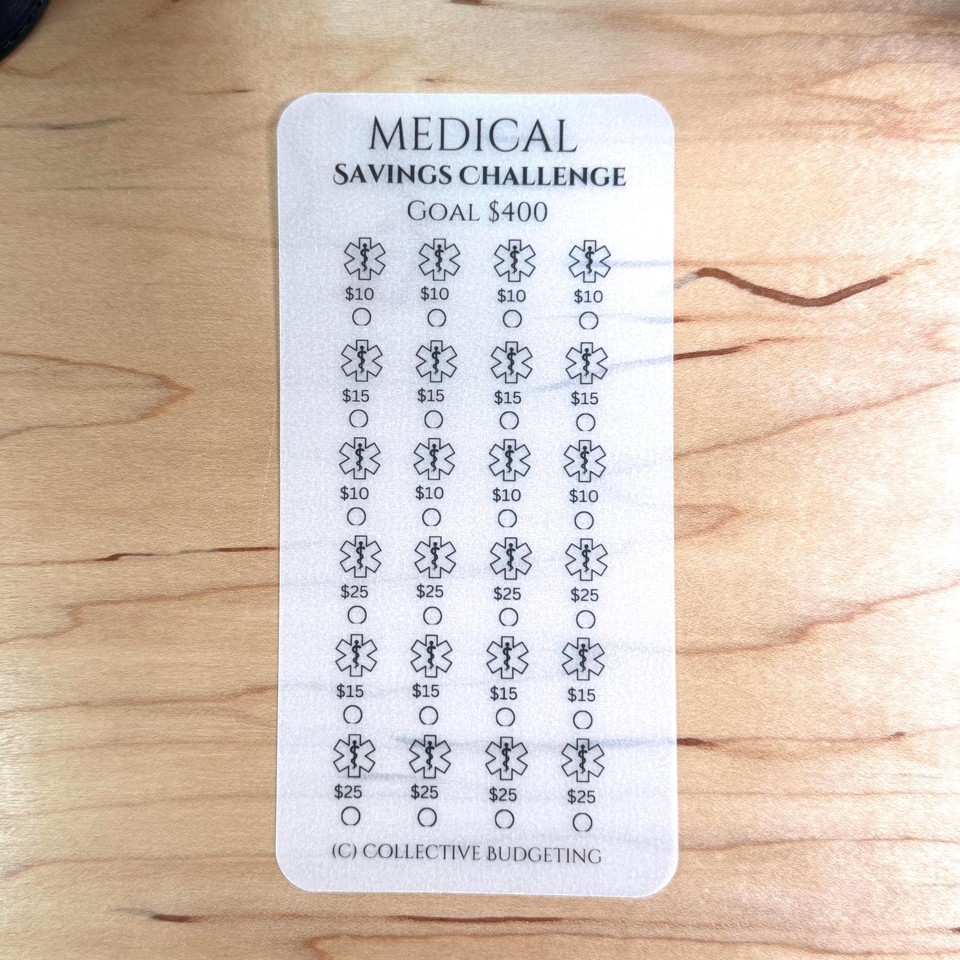 Medical Savings Challenge – Matte Vellum Cash Stuffing Tracker | Medications Budget Insert
