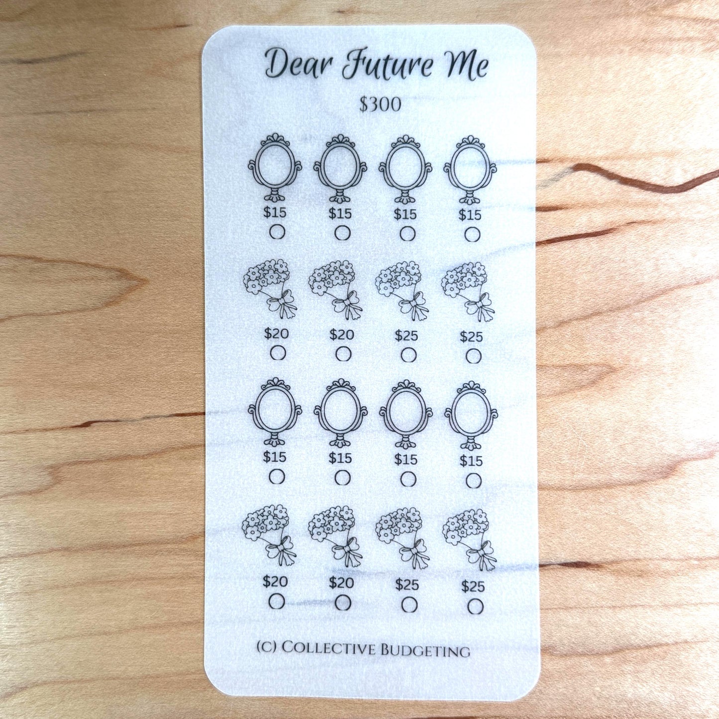 Dear Future Me Savings Challenge – A5 A6 Matte Vellum Cash Stuffing Tracker | Self-Care Savings
