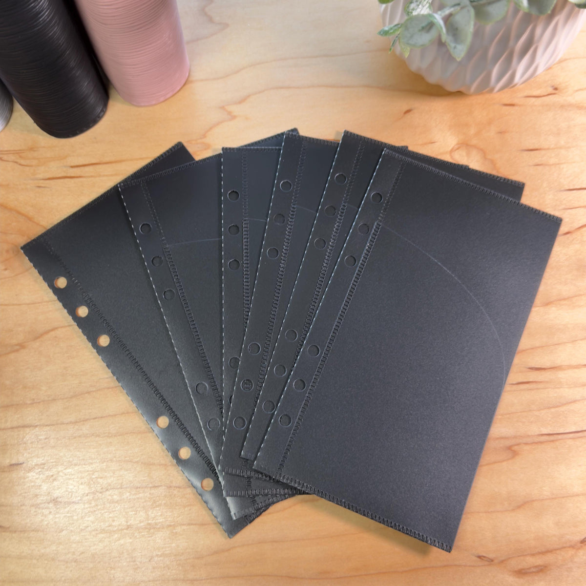 A6 Curved Pocket Envelopes | 2-Pocket Binder Inserts | Set of 6 | Reinforced | 5 Colors |
