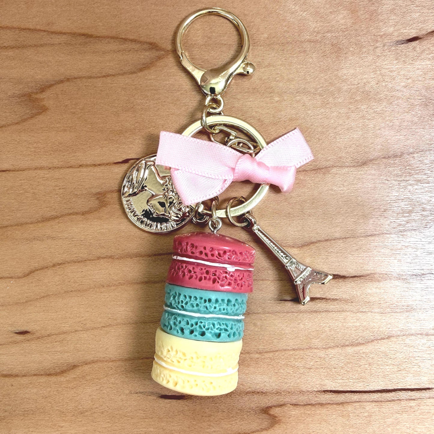 Budget Binder Charm | Macaron Keychain Accessory | Paris Planner Charm with Bow & Coin