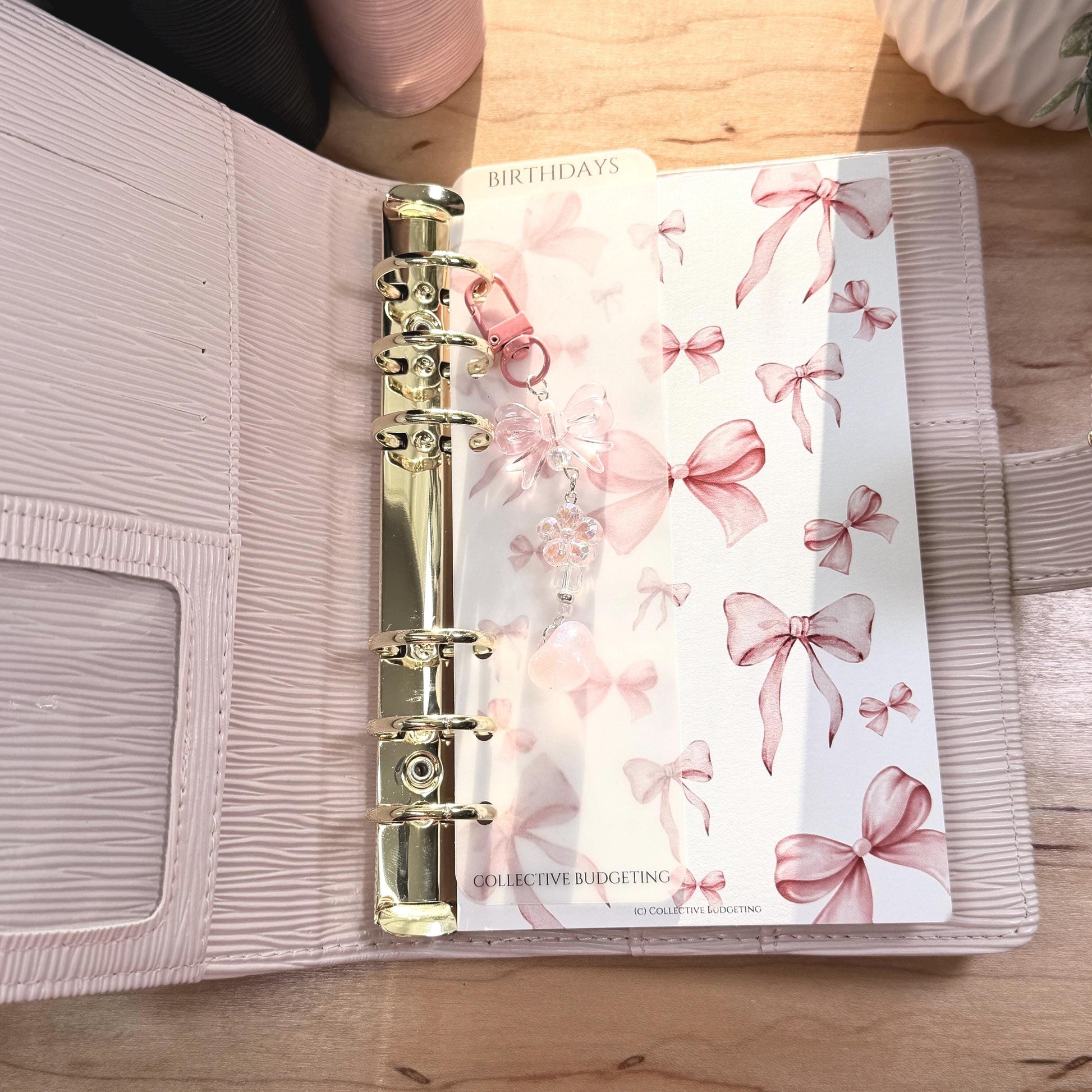 Binder Charm | Bow & Flower Planner Keychain | Heart or Pom-Pom Accessory |