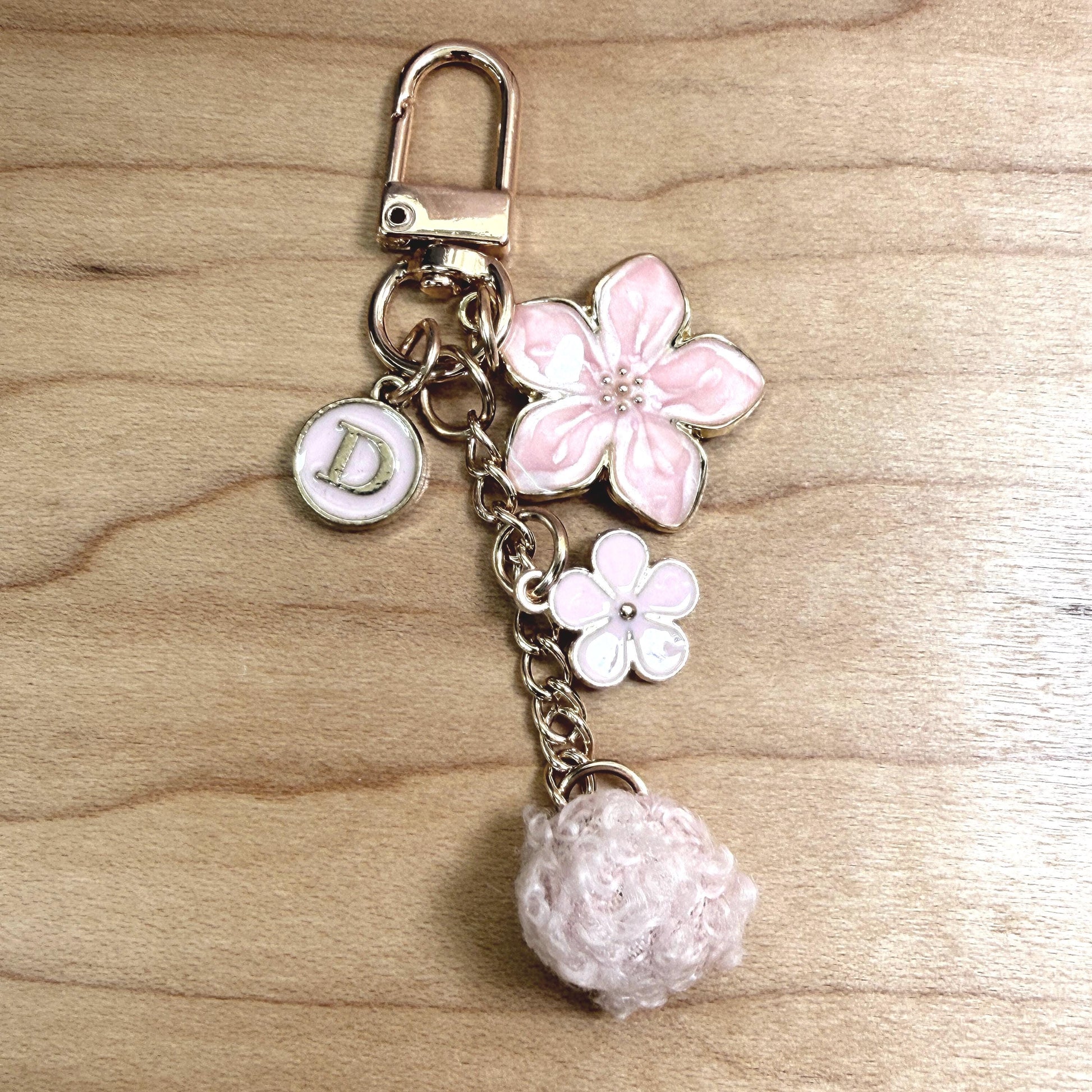 Binder Charm | Bow & Flower Planner Keychain | Heart or Pom-Pom Accessory |