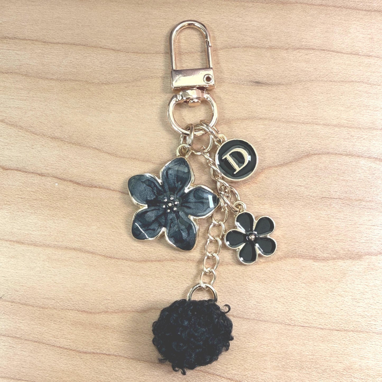 Binder Charm | Bow & Flower Planner Keychain | Heart or Pom-Pom Accessory |