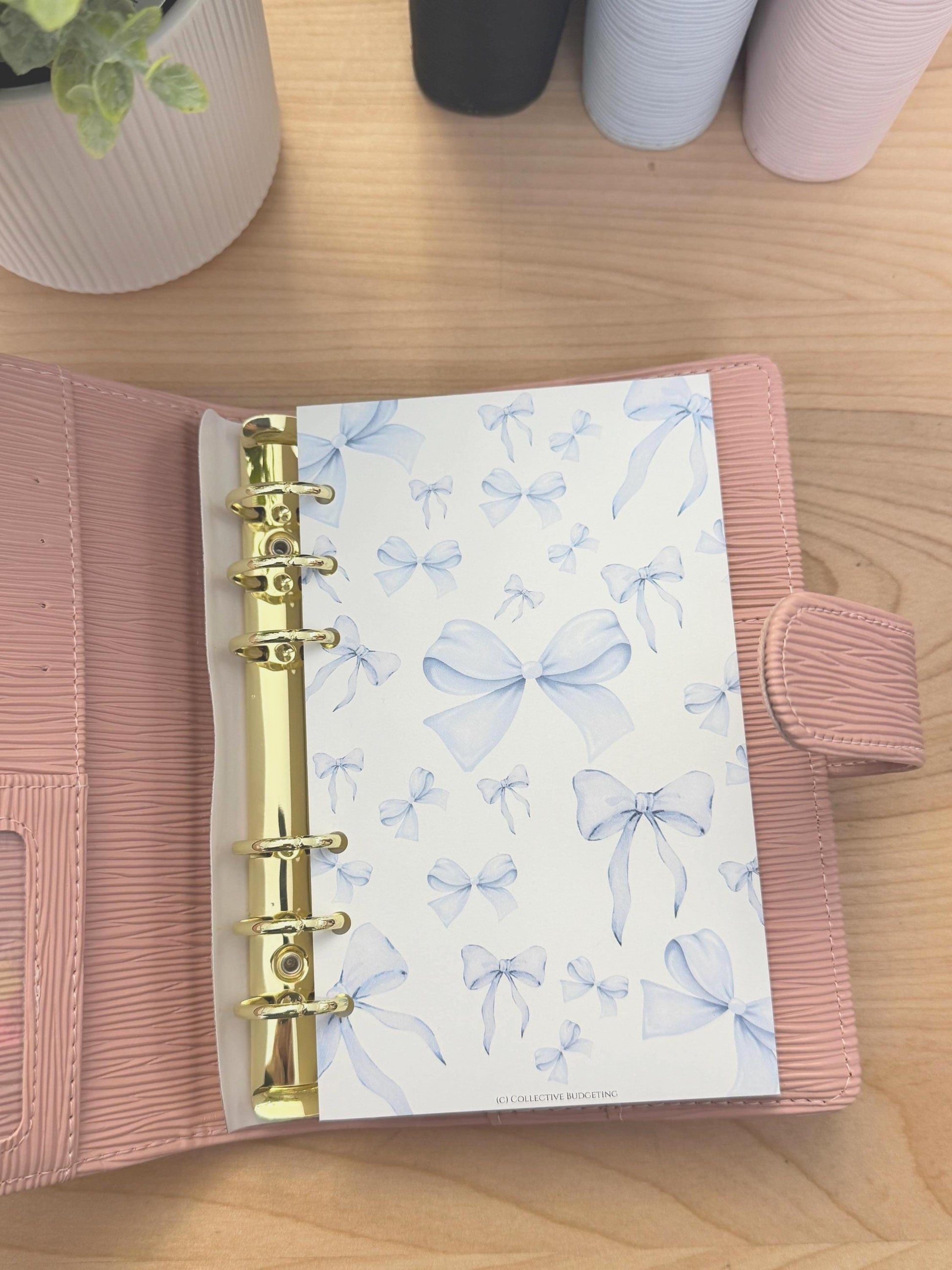 Blue Bow Budget Binder Dashboard: A5 A6 Cash Envelope Insert