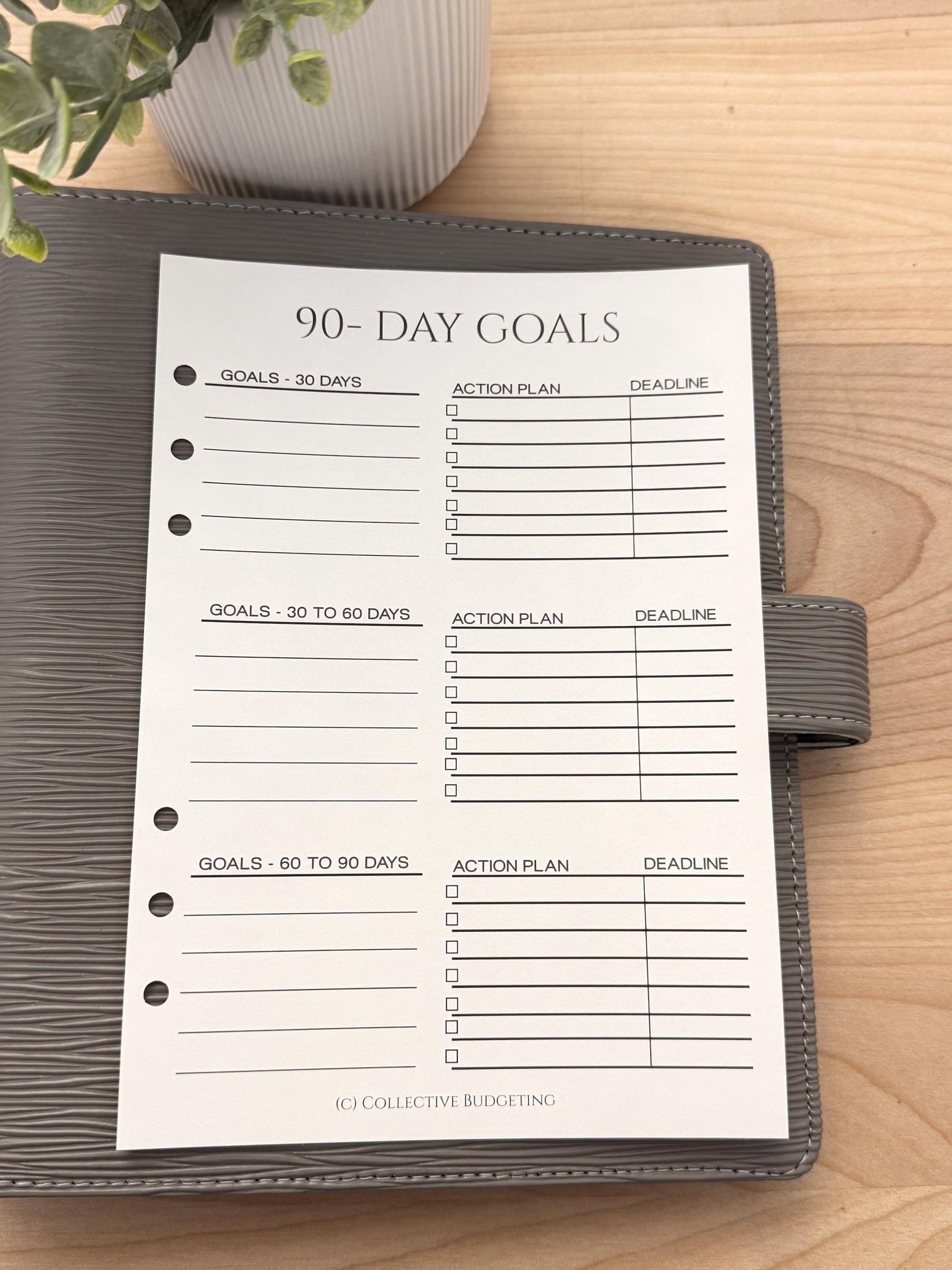 A5 90 Day Planning Insert | Tracker | Cash Stuffing Budget Binder Tool