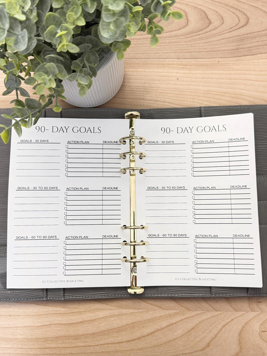 A5 90 Day Planning Insert | Tracker | Cash Stuffing Budget Binder Tool