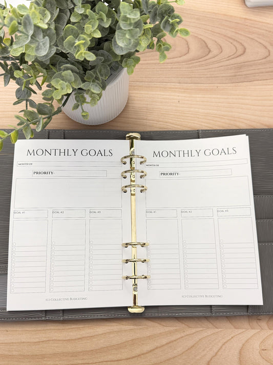 A5 Monthly Planning Insert | Tracker | Cash Stuffing Budget Binder Tool