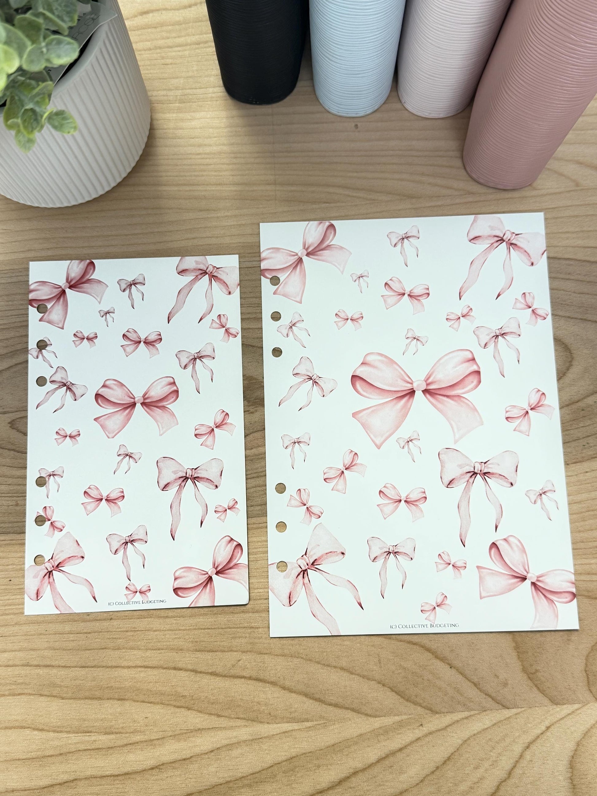 Pink Bow Budget Binder Dashboard: A5 A6 Cash Envelope Insert
