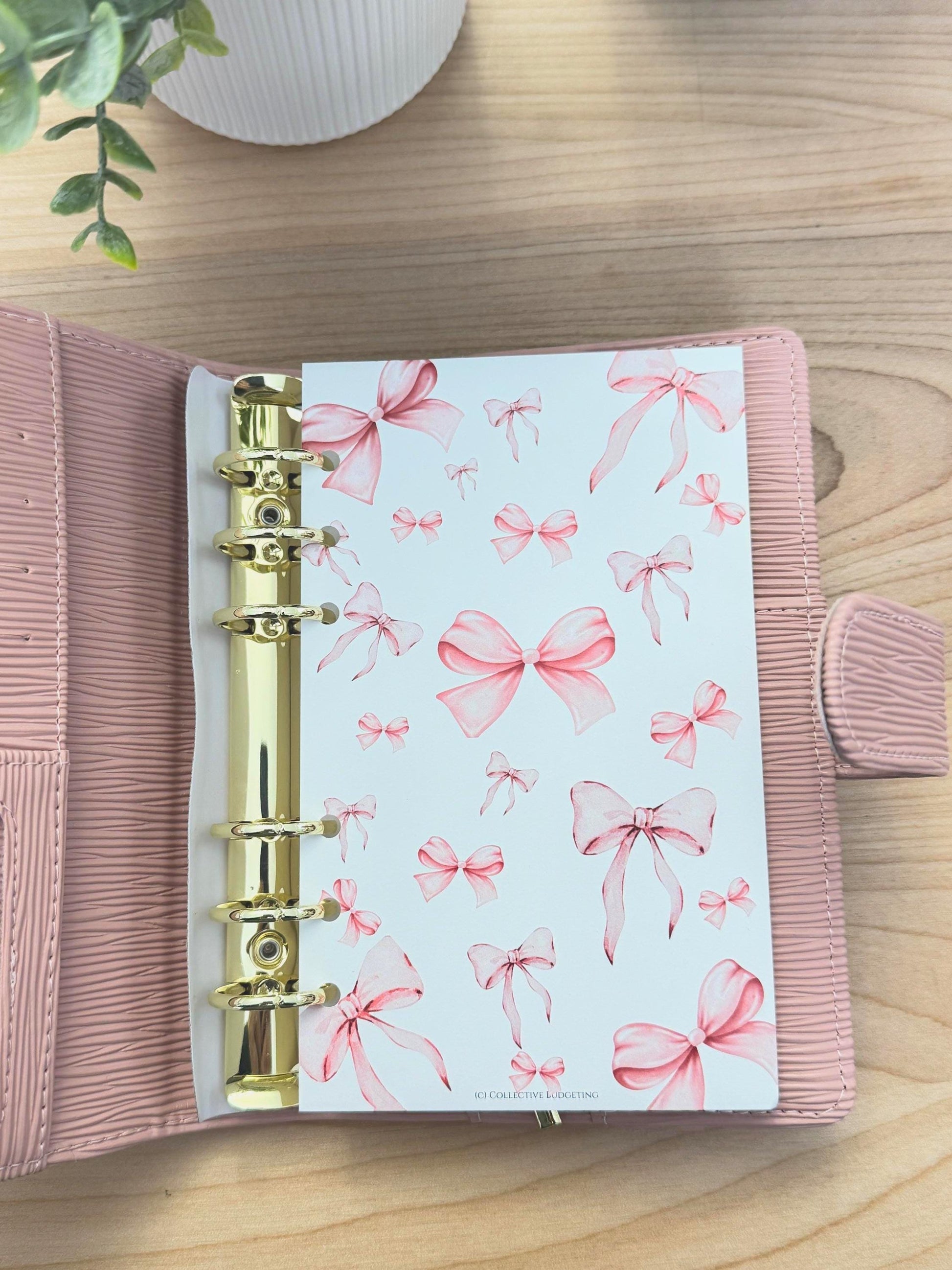 Pink Bow Budget Binder Dashboard: A5 A6 Cash Envelope Insert