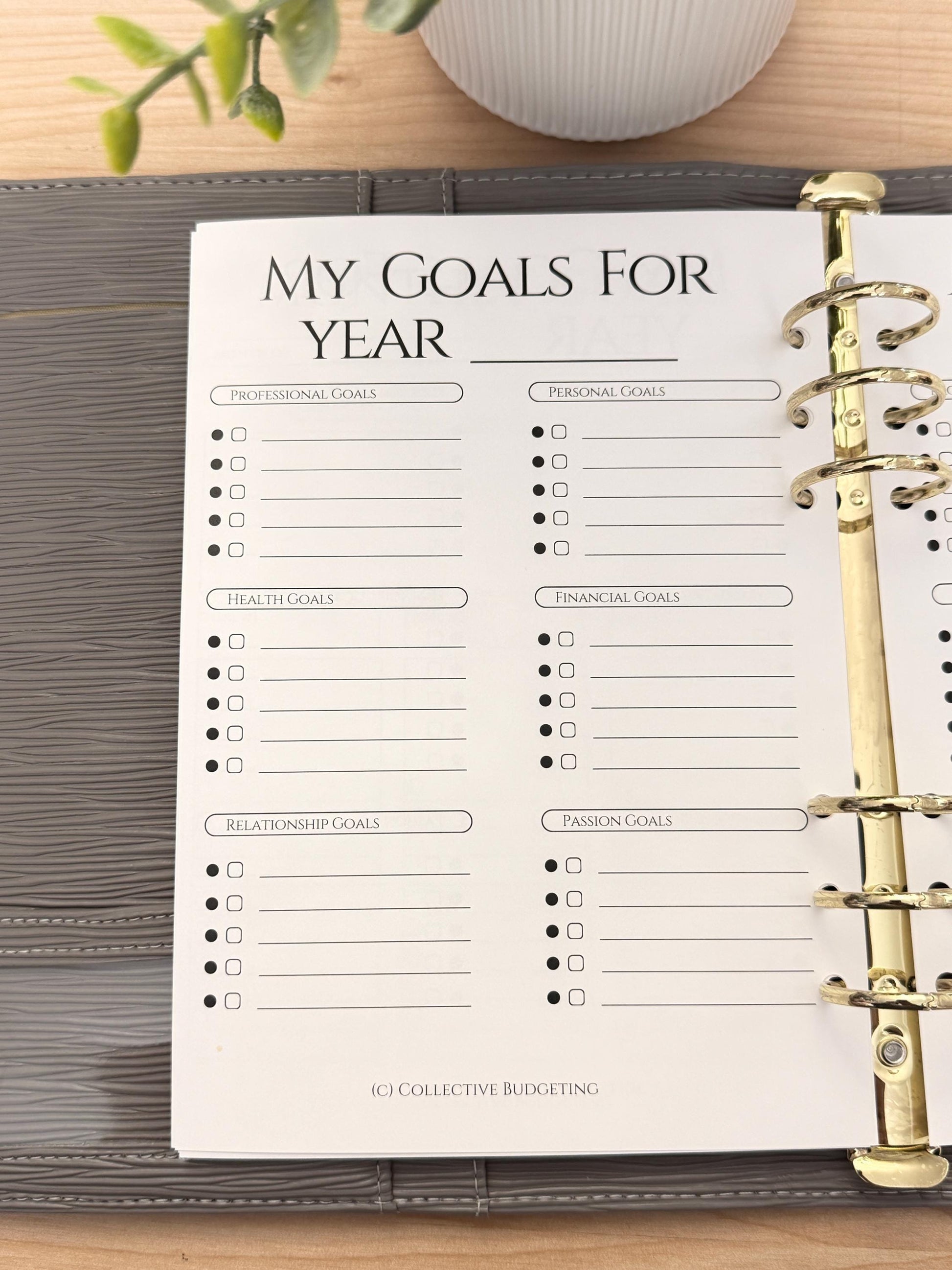 A5 Yearly Goals Planning Insert | Tracker | Cash Stuffing Budget Binder Tool