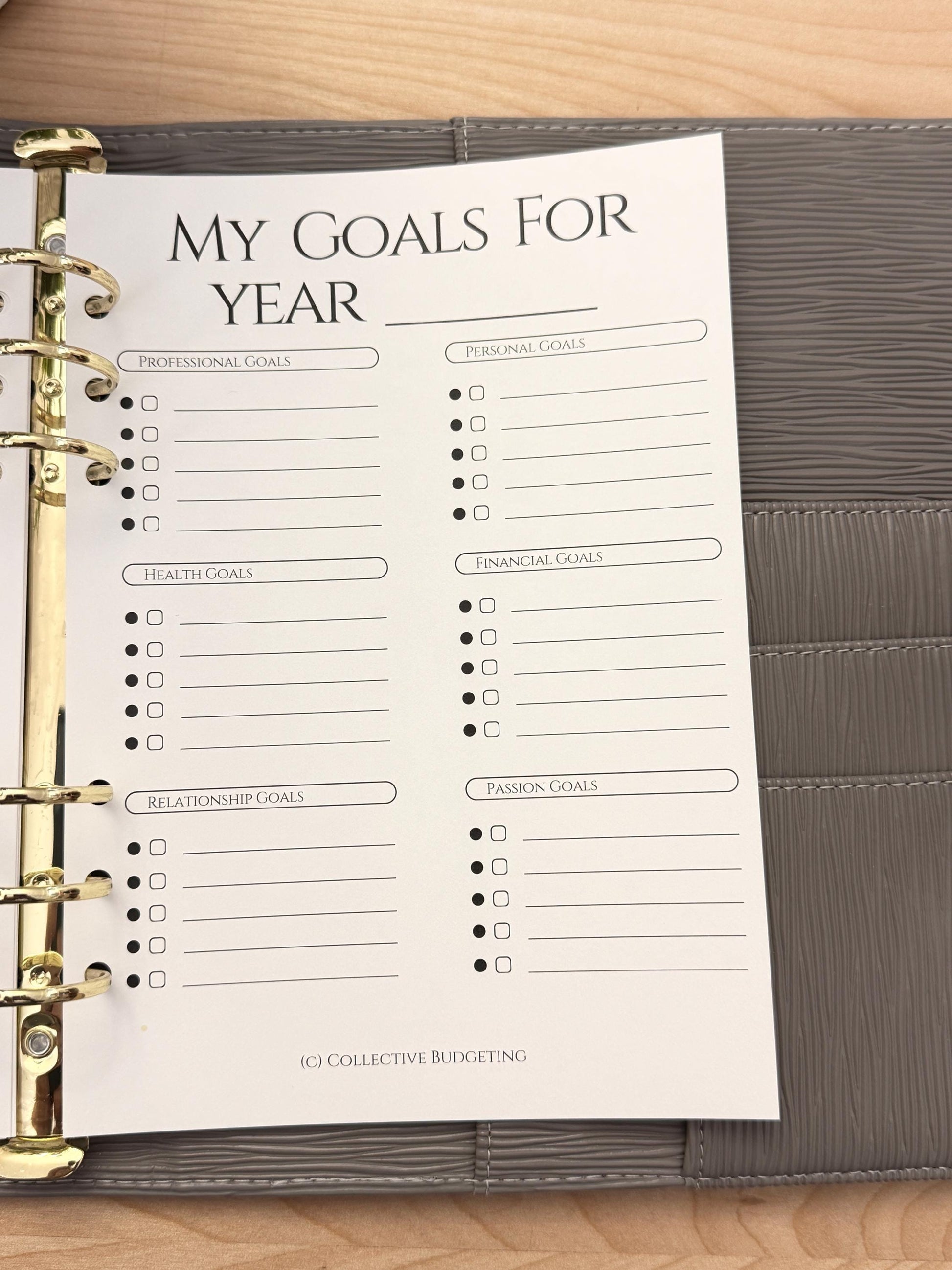 A5 Yearly Goals Planning Insert | Tracker | Cash Stuffing Budget Binder Tool