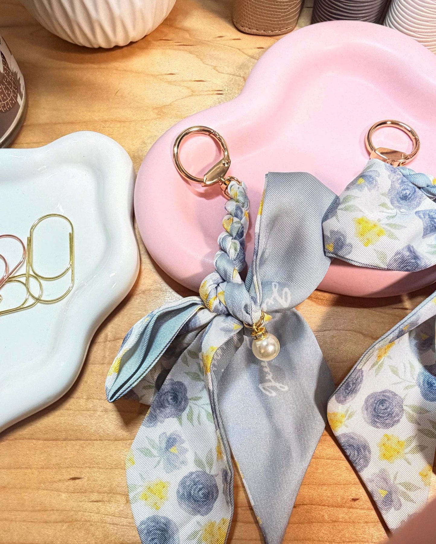 Blue and Green Floral Planner Charms | A5 A6 A7 Budget Binder Charm | Braided Keychain