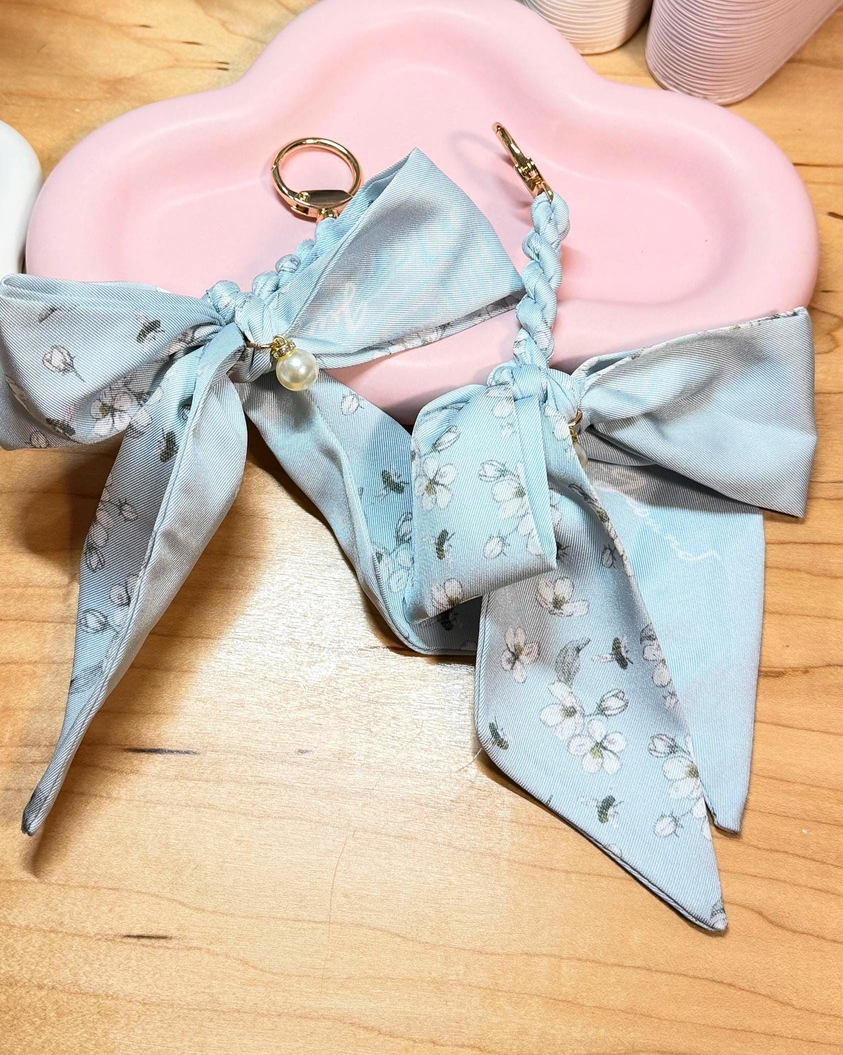 Blue and Green Floral Planner Charms | A5 A6 A7 Budget Binder Charm | Braided Keychain