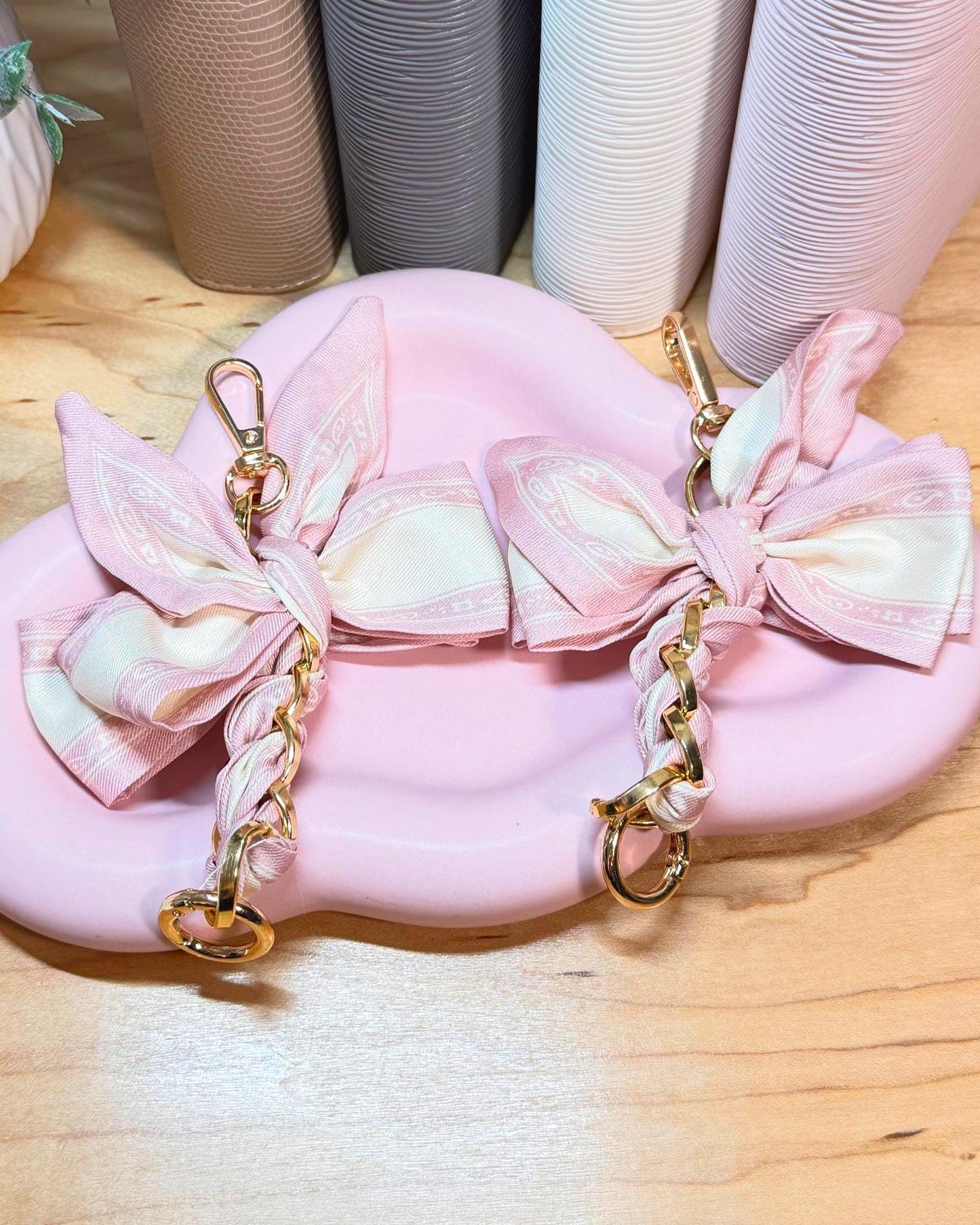 Braided Bow Planner Charms | A5 A6 A7 Budget Binder Accessory | Gold Ring Keychain Charms