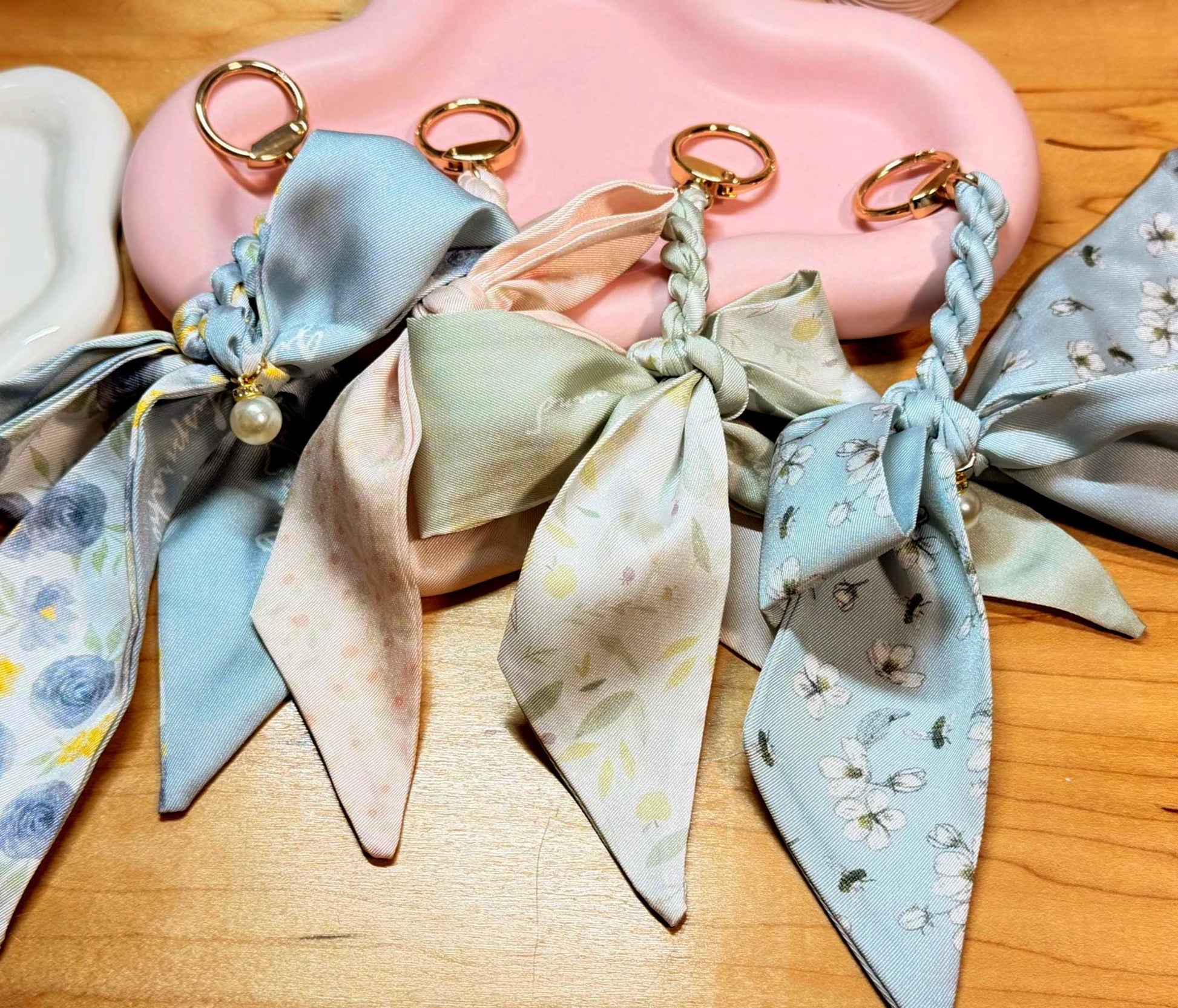 Blue and Green Floral Planner Charms | A5 A6 A7 Budget Binder Charm | Braided Keychain