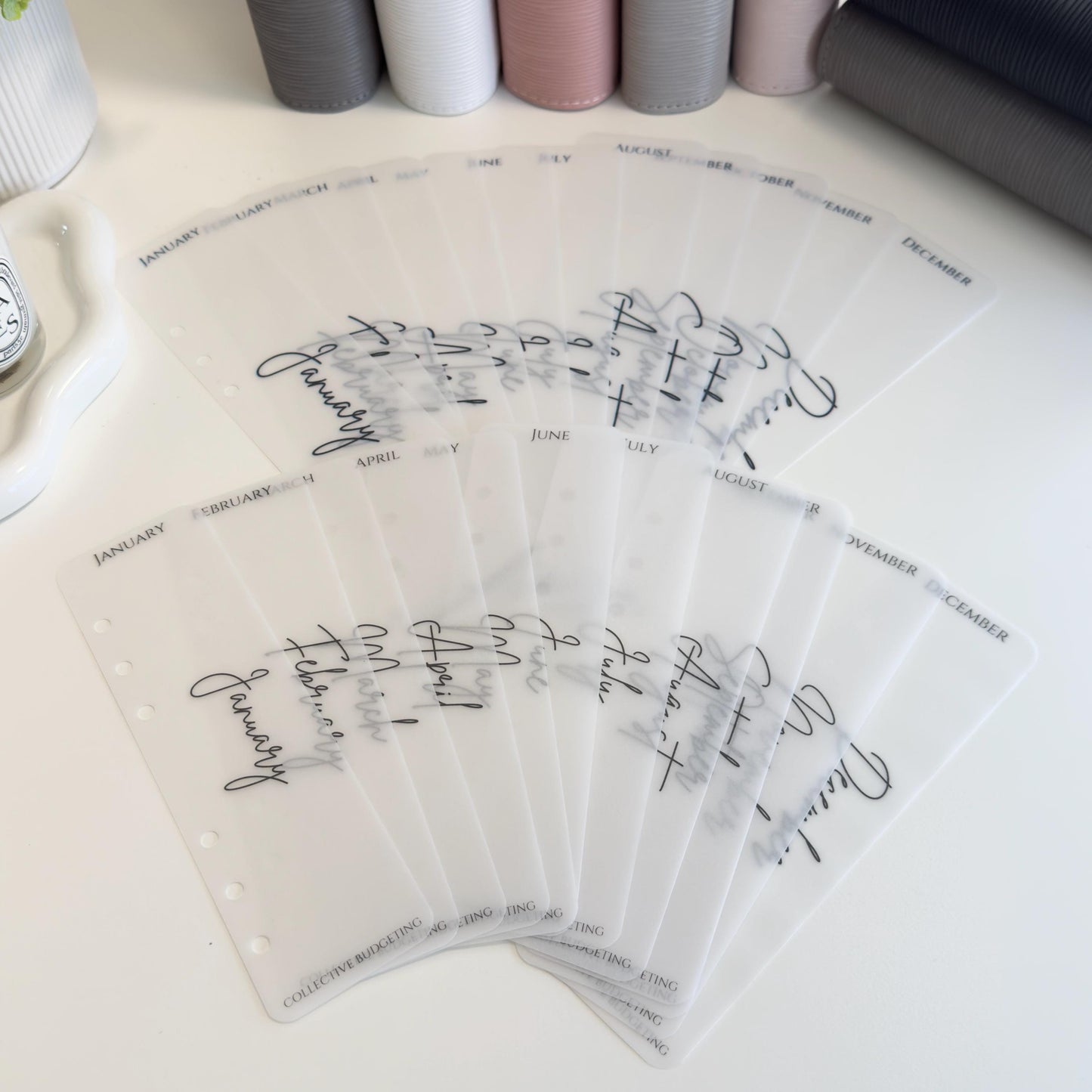 A5 A6 Vellum 12 Month Laminated Binder Peekaboo Bookmark Set