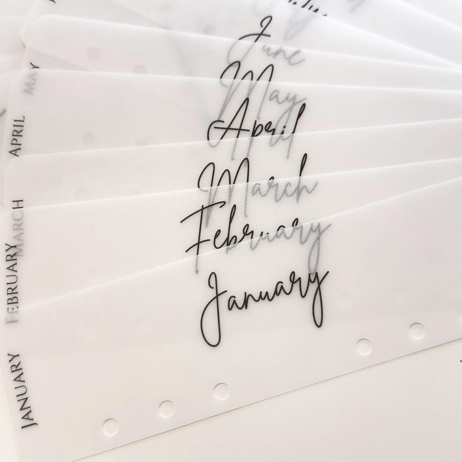 A5 A6 Vellum 12 Month Laminated Binder Peekaboo Bookmark Set