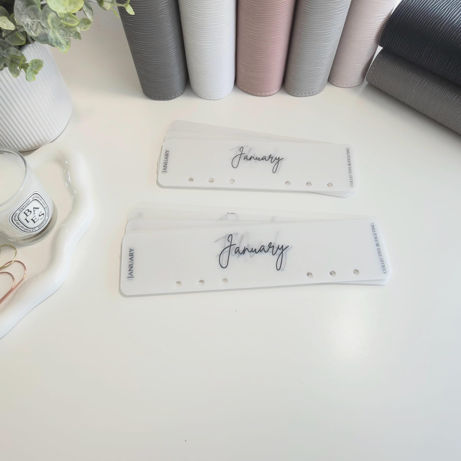 A5 A6 Vellum 12 Month Laminated Binder Peekaboo Bookmark Set