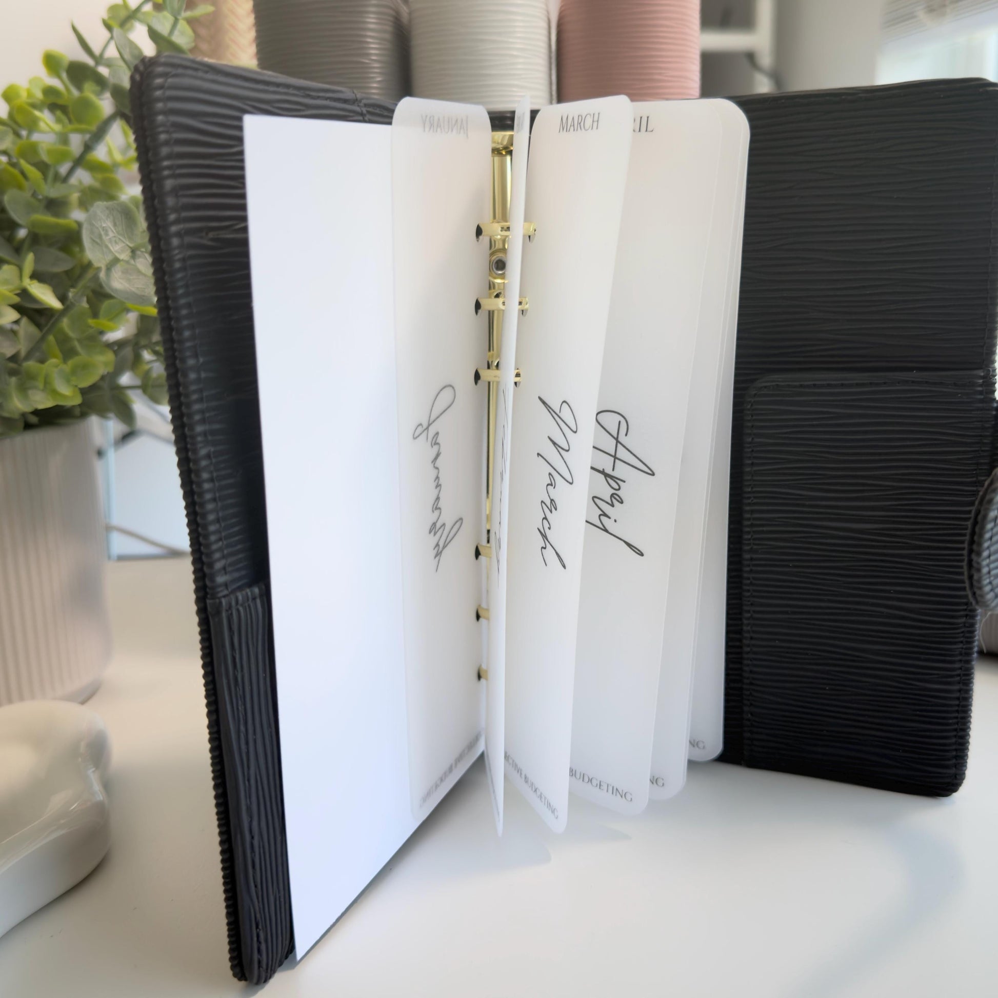 A5 A6 Vellum 12 Month Laminated Binder Peekaboo Bookmark Set