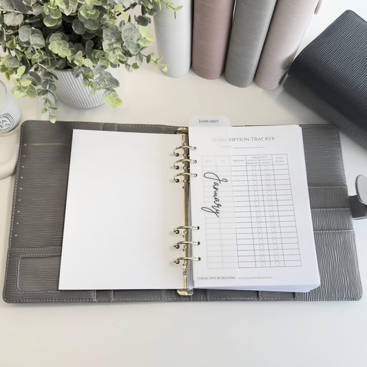 A5 A6 Vellum 12 Month Laminated Binder Peekaboo Bookmark Set