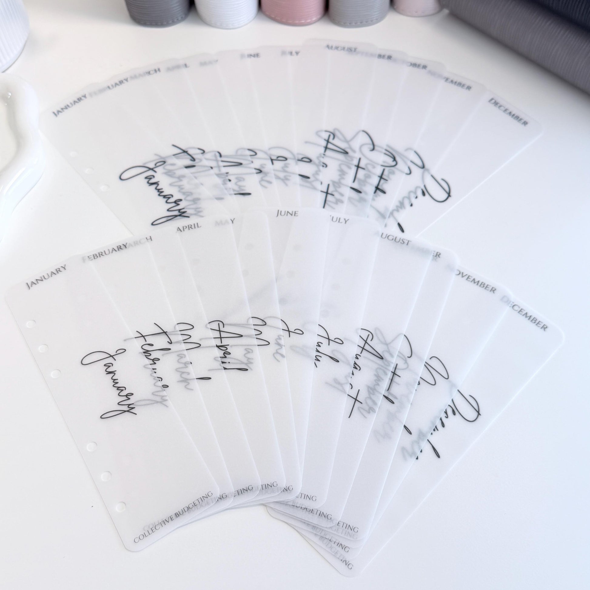 A5 A6 Vellum 12 Month Laminated Binder Peekaboo Bookmark Set