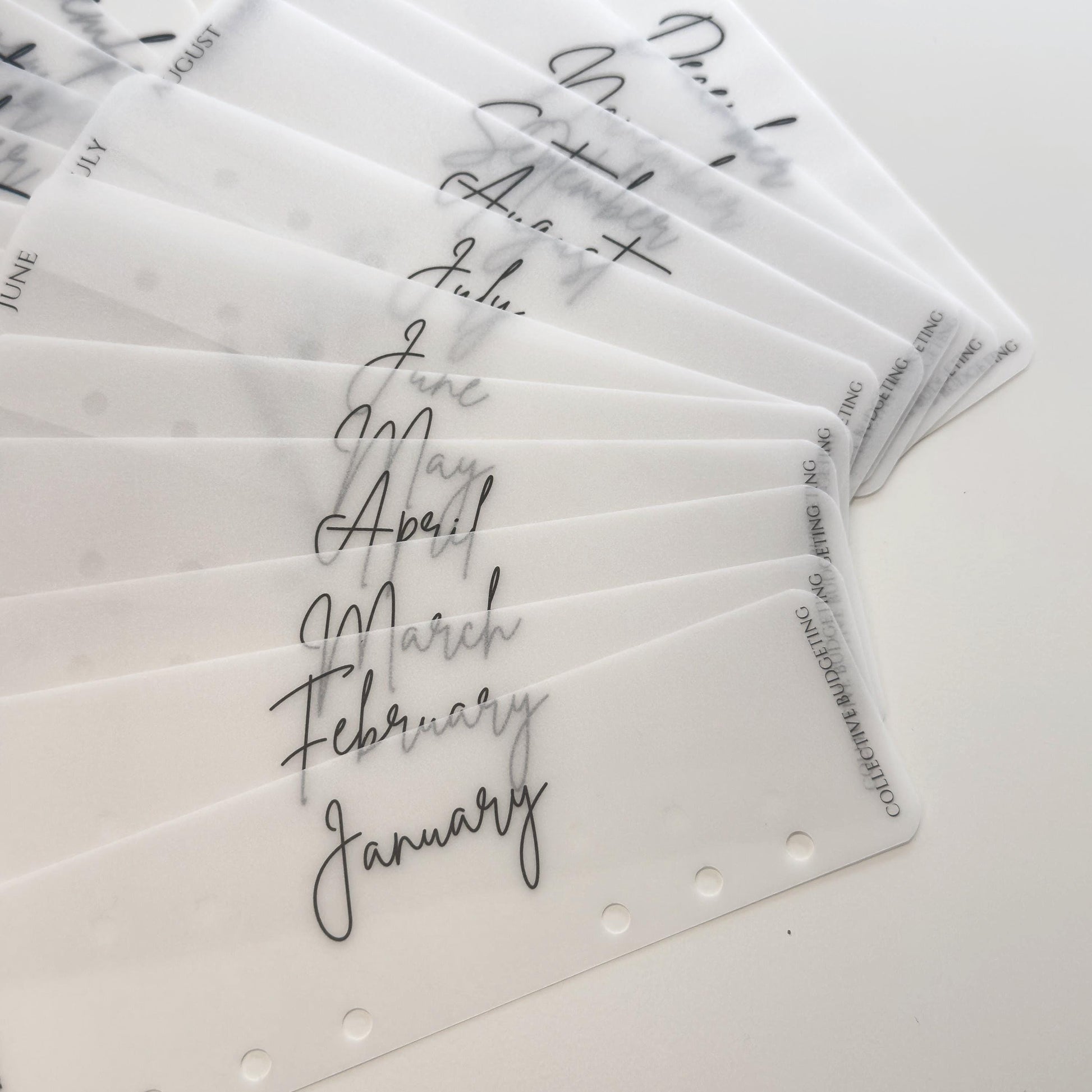 A5 A6 Vellum 12 Month Laminated Binder Peekaboo Bookmark Set