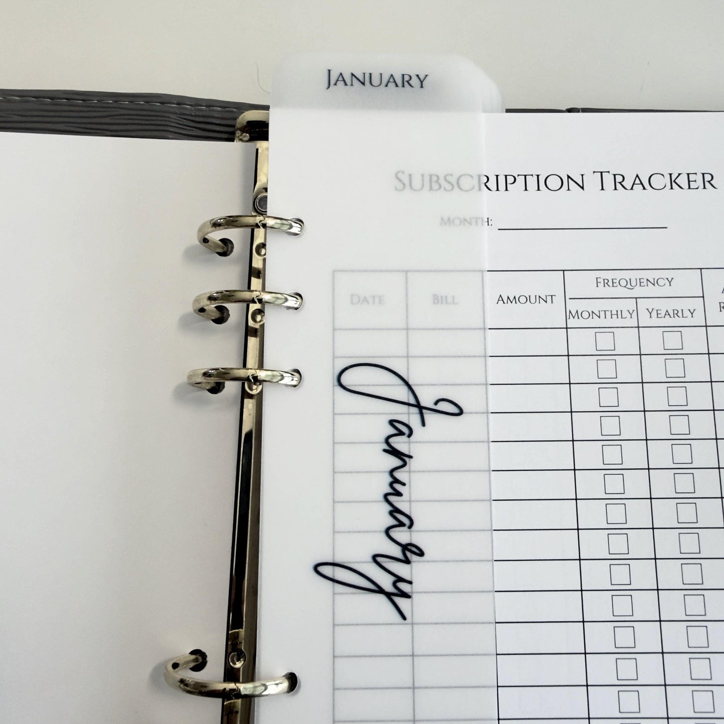 A5 A6 Vellum 12 Month Laminated Binder Peekaboo Bookmark Set