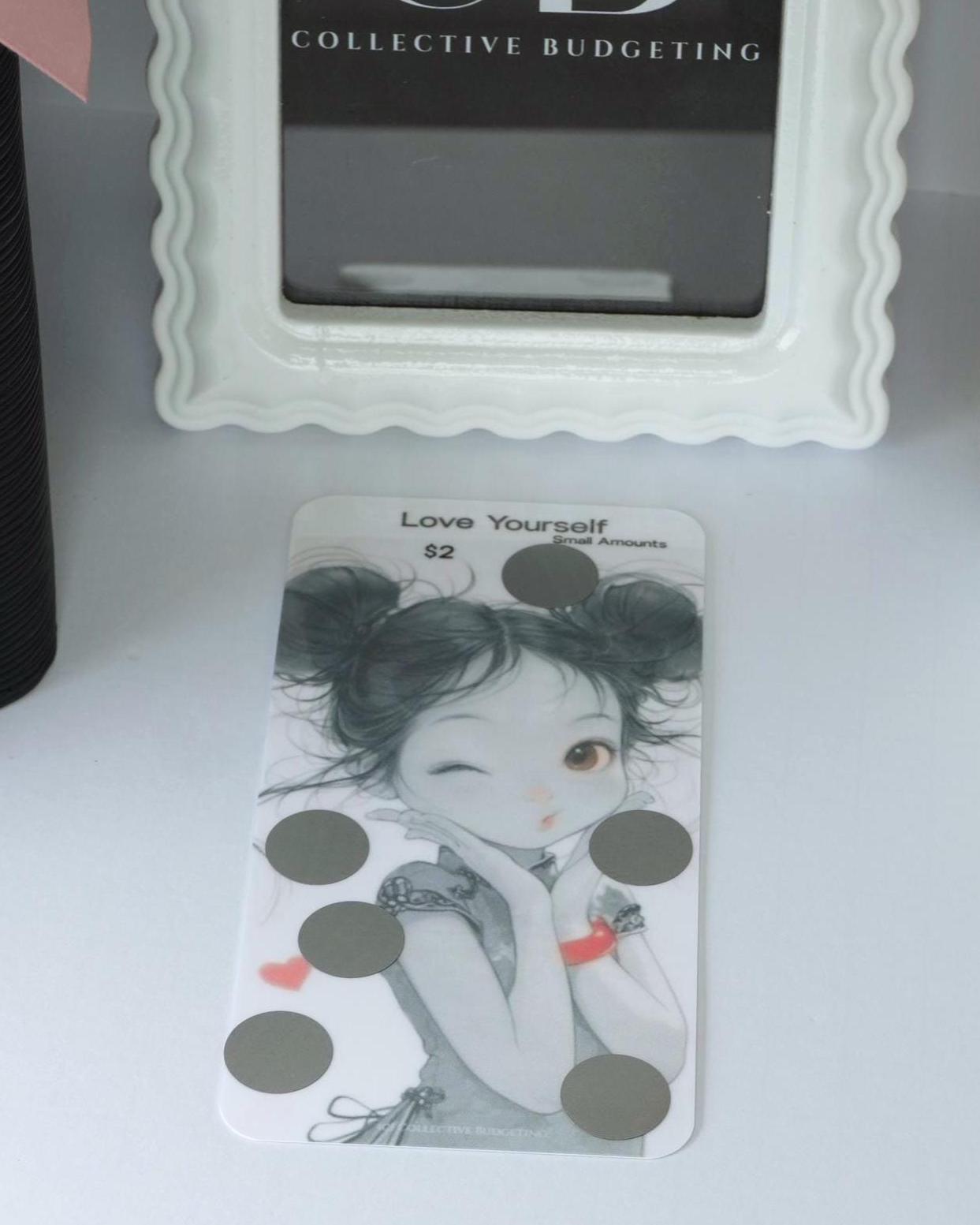 Love Yourself Savings Challenge Card | Laminated Cash Envelope Tracker