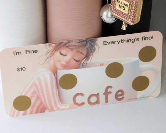 Laminated Savings Challenge Card | Café Anime Cash Envelope Tracker