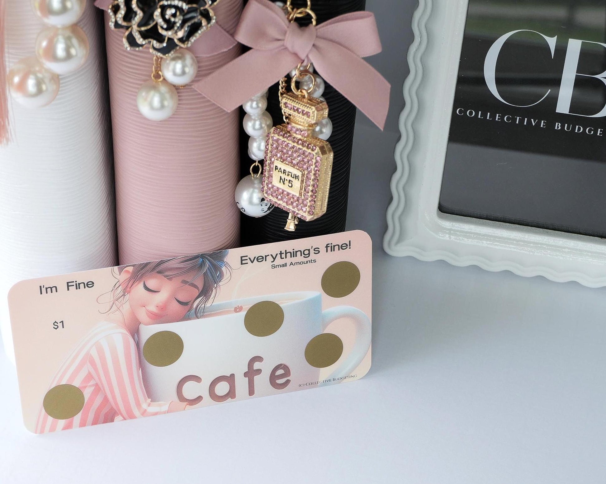 Laminated Savings Challenge Card | Café Anime Cash Envelope Tracker