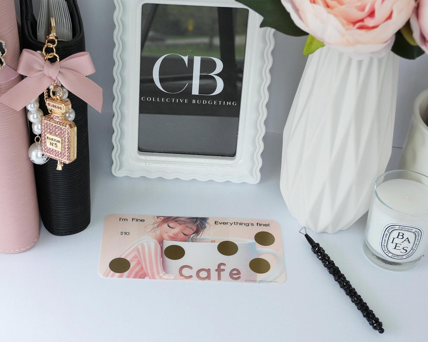 Laminated Savings Challenge Card | Café Anime Cash Envelope Tracker