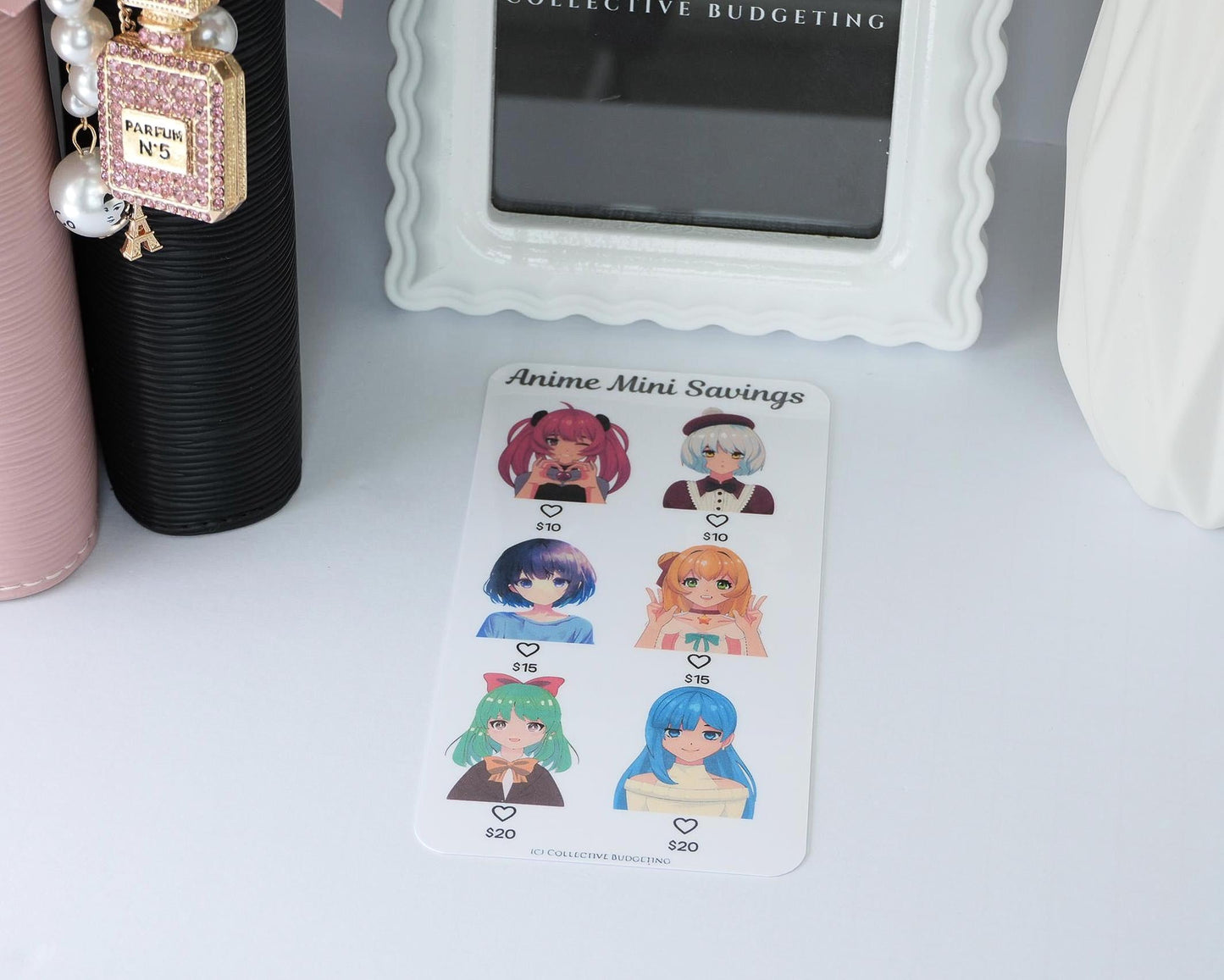 Anime Mini Savings Challenge Card | Laminated Cash Envelope Tracker