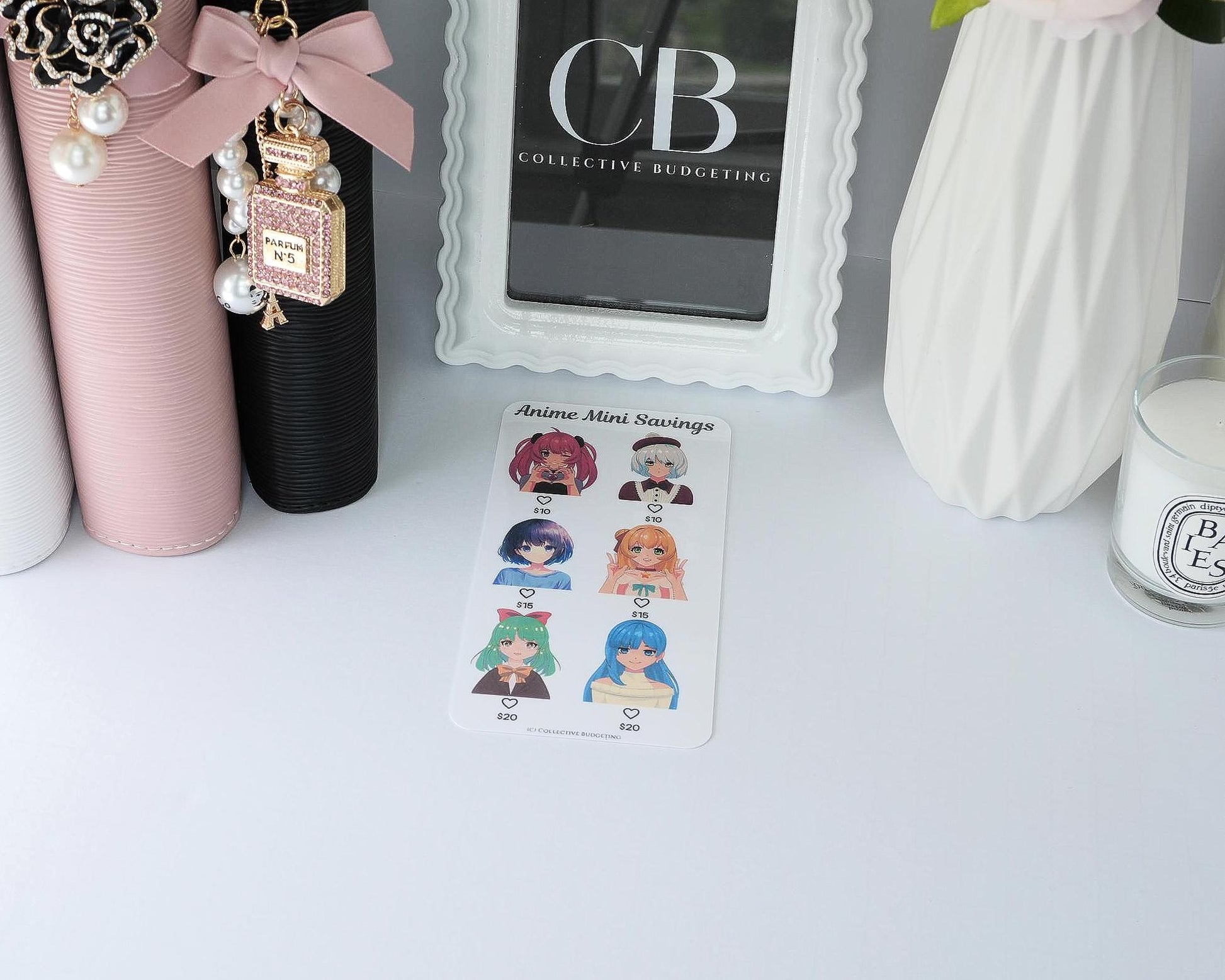 Anime Mini Savings Challenge Card | Laminated Cash Envelope Tracker