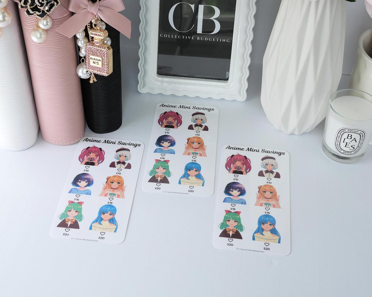 Anime Mini Savings Challenge Card | Laminated Cash Envelope Tracker