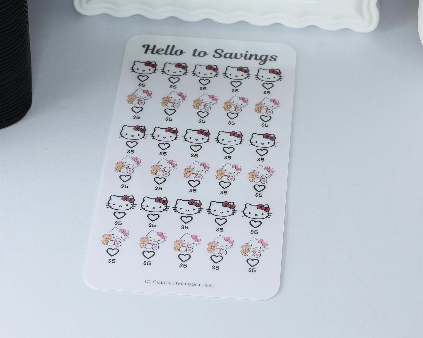 Hello to Savings Challenge Card | Laminated Cash Envelope Tracker
