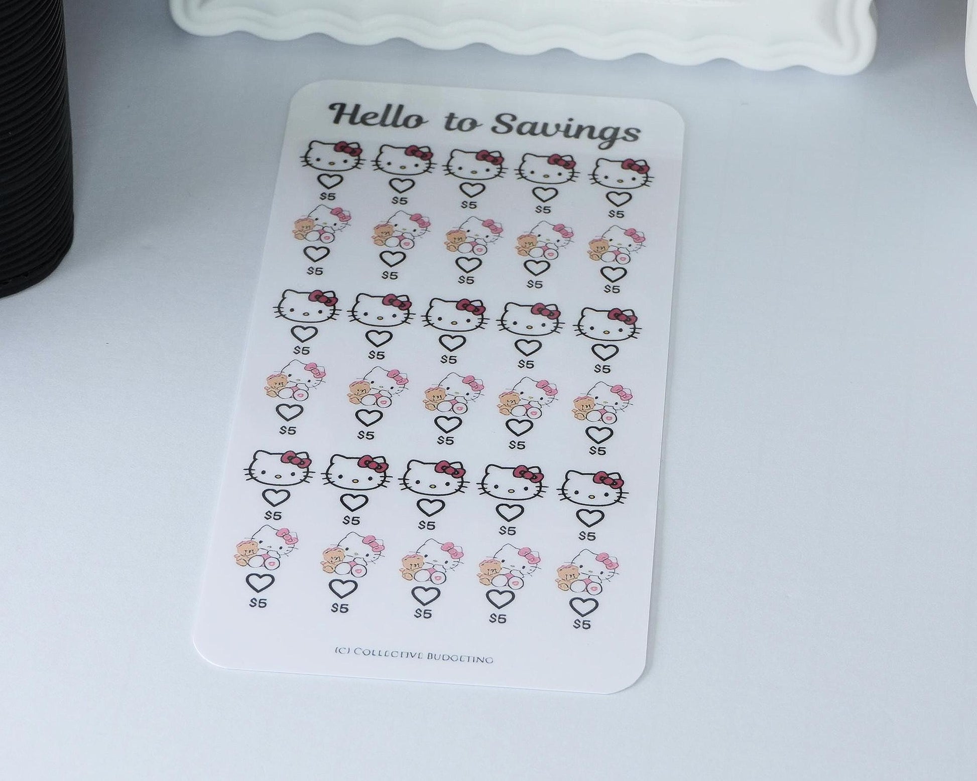 Hello to Savings Challenge Card | Laminated Cash Envelope Tracker