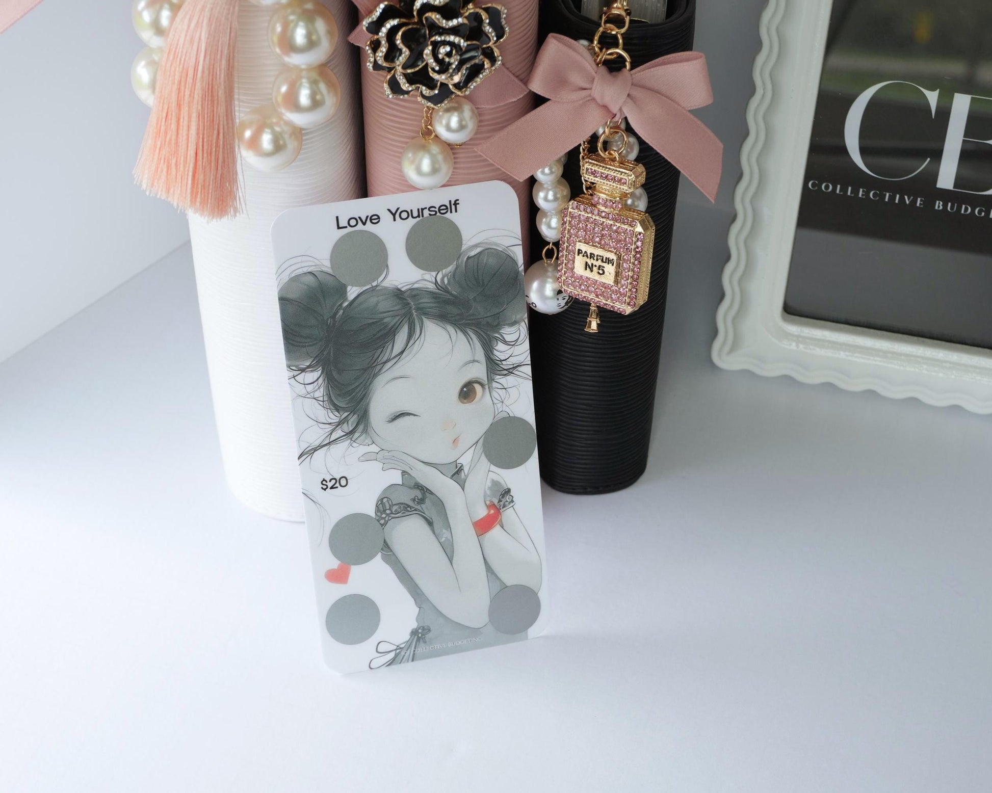 Love Yourself Savings Challenge Card | Laminated Cash Envelope Tracker