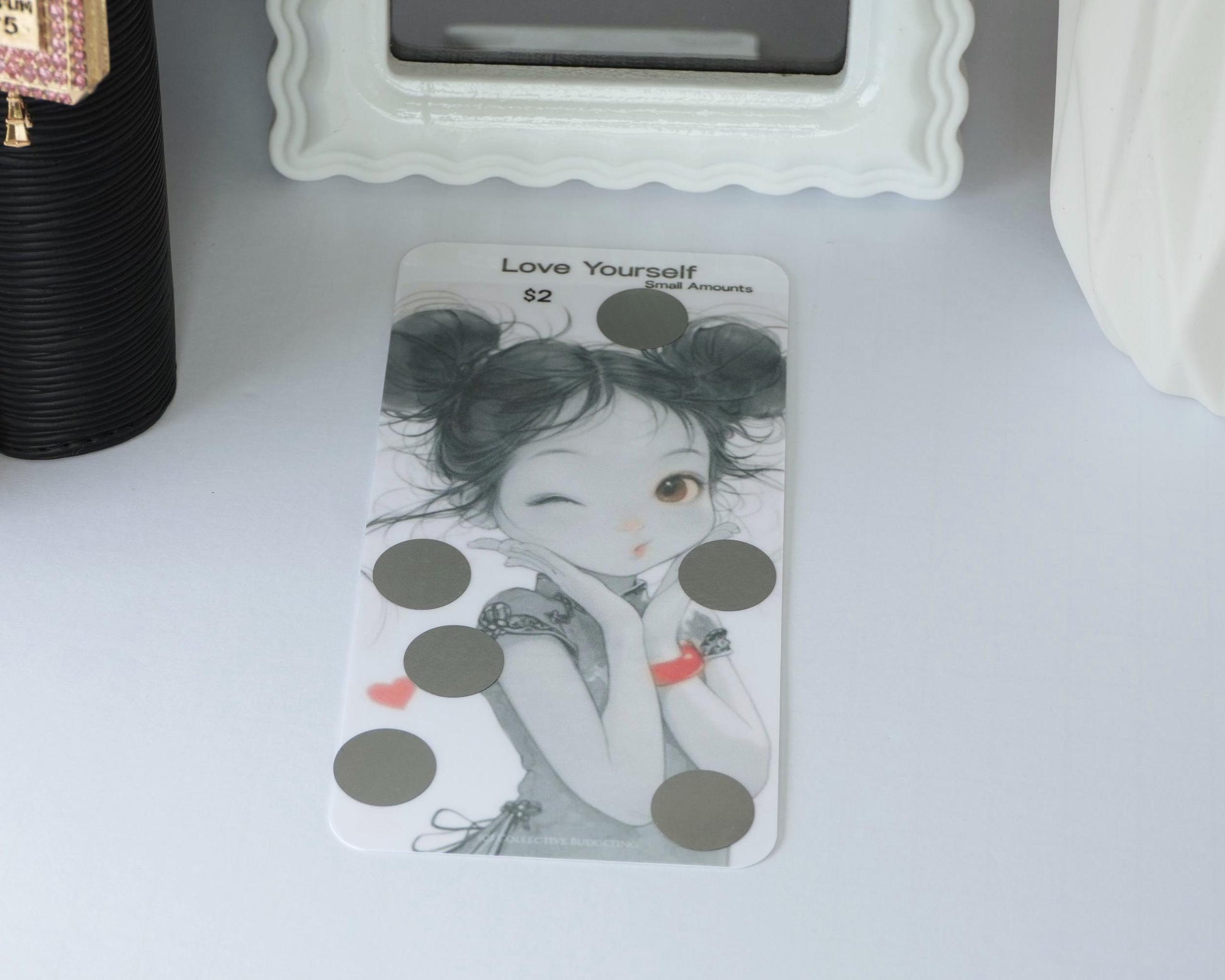Love Yourself Savings Challenge Card | Laminated Cash Envelope Tracker