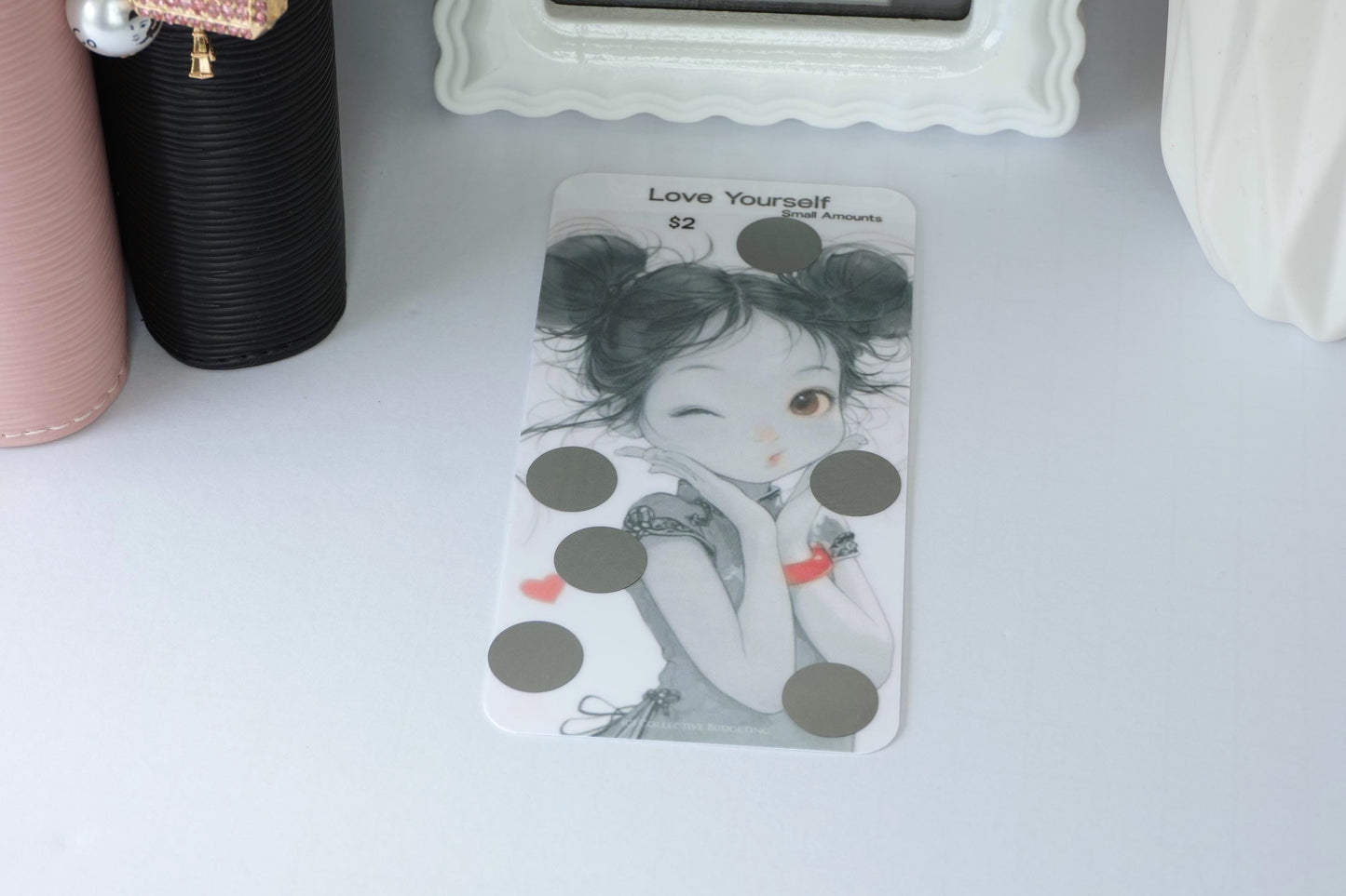 Love Yourself Savings Challenge Card | Laminated Cash Envelope Tracker